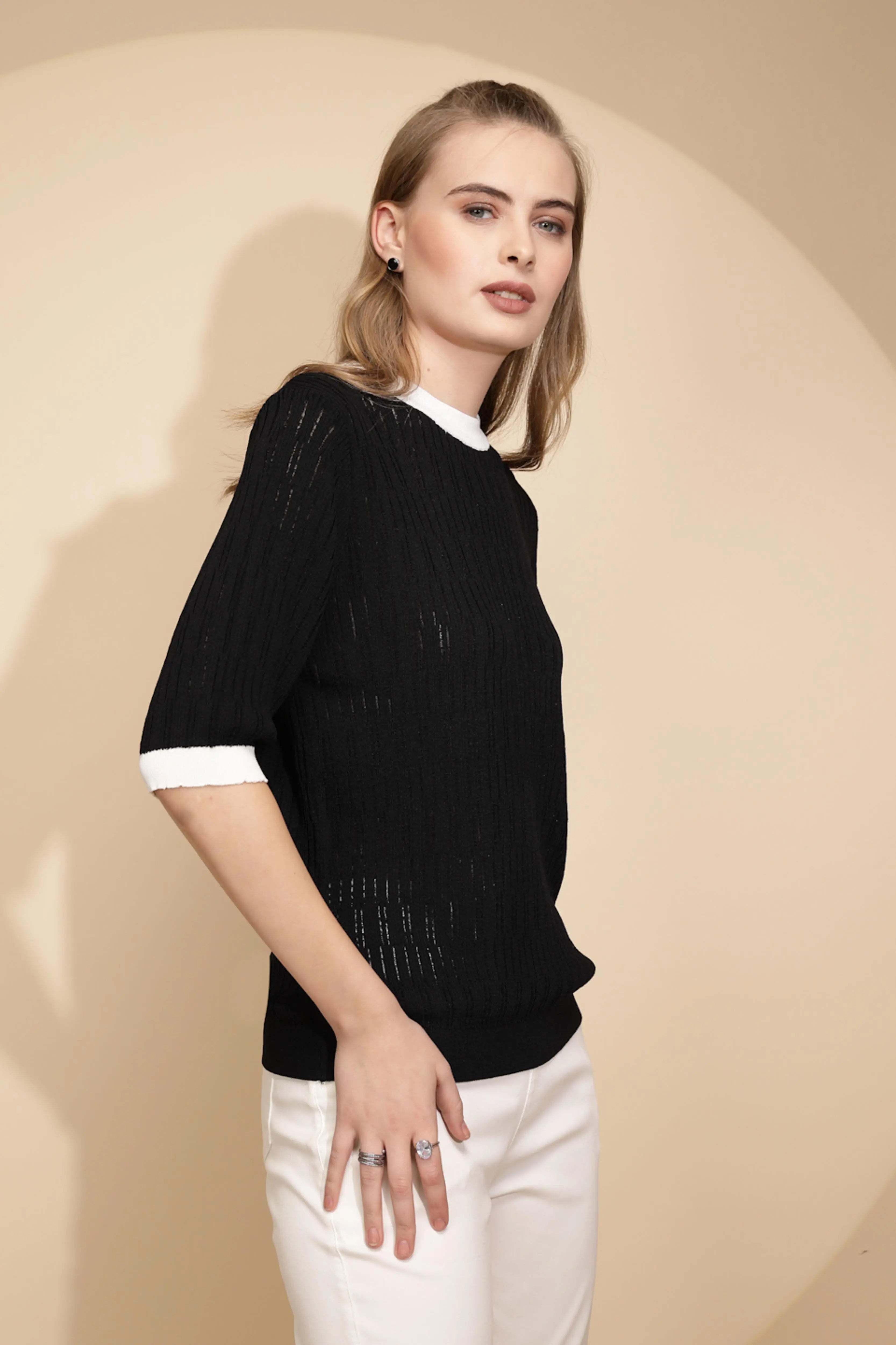 Black Viscose Blend Top - Global Republic