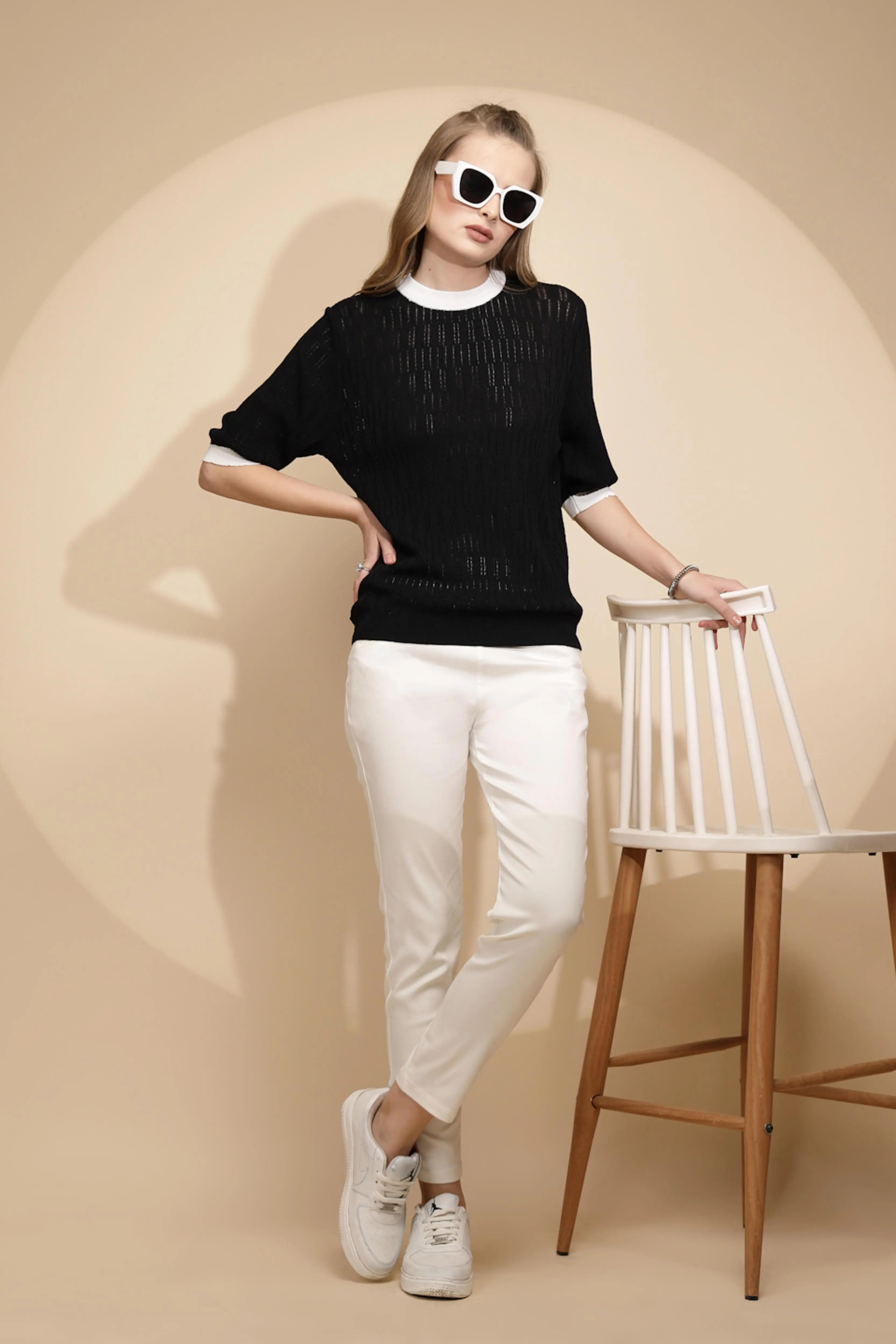 Black Viscose Blend Top