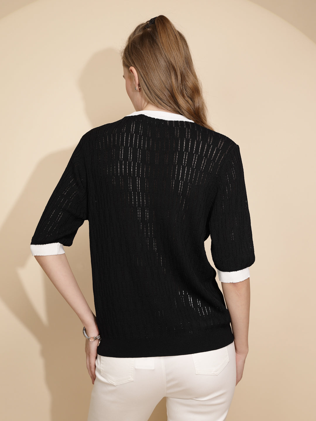 Black Viscose Blend Top - Global Republic