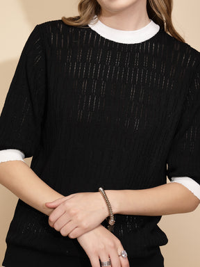 Black Viscose Blend Top