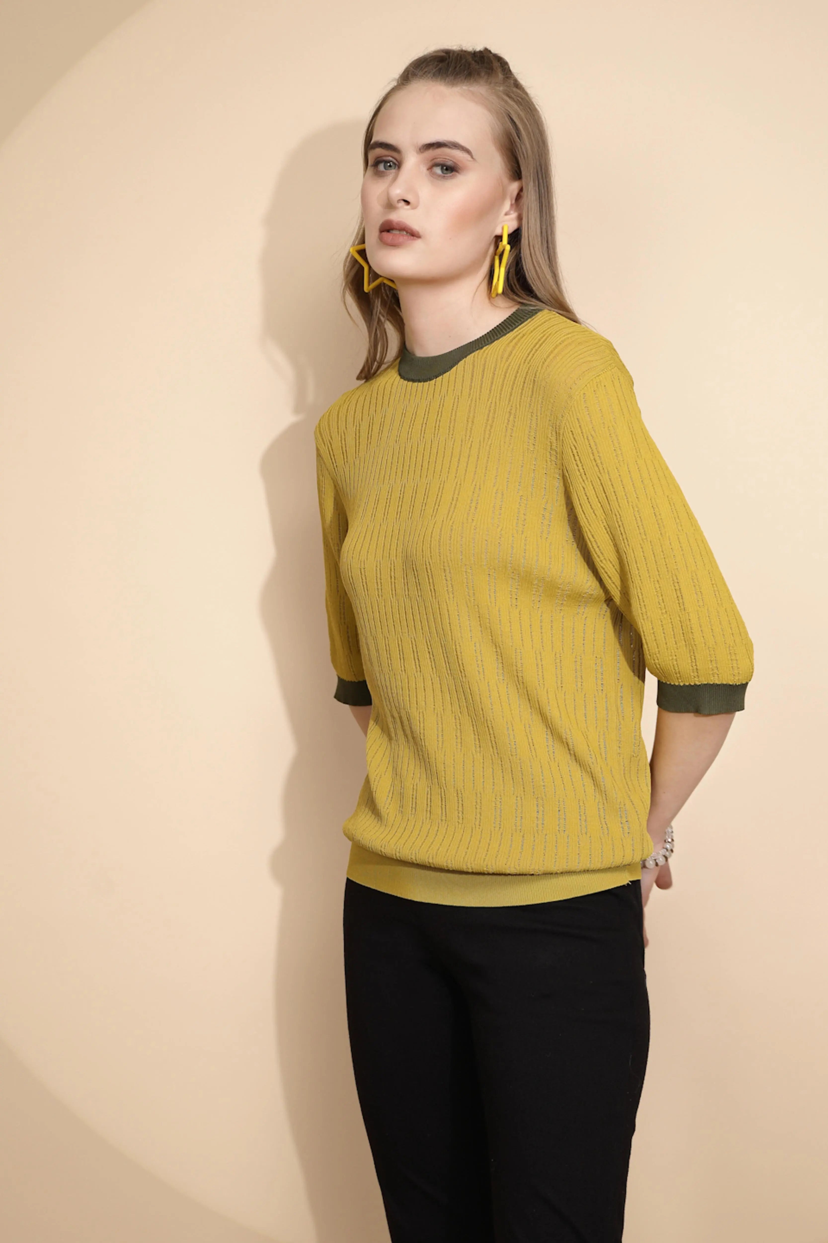 Green Viscose Blend Regular Fit Top - Global Republic