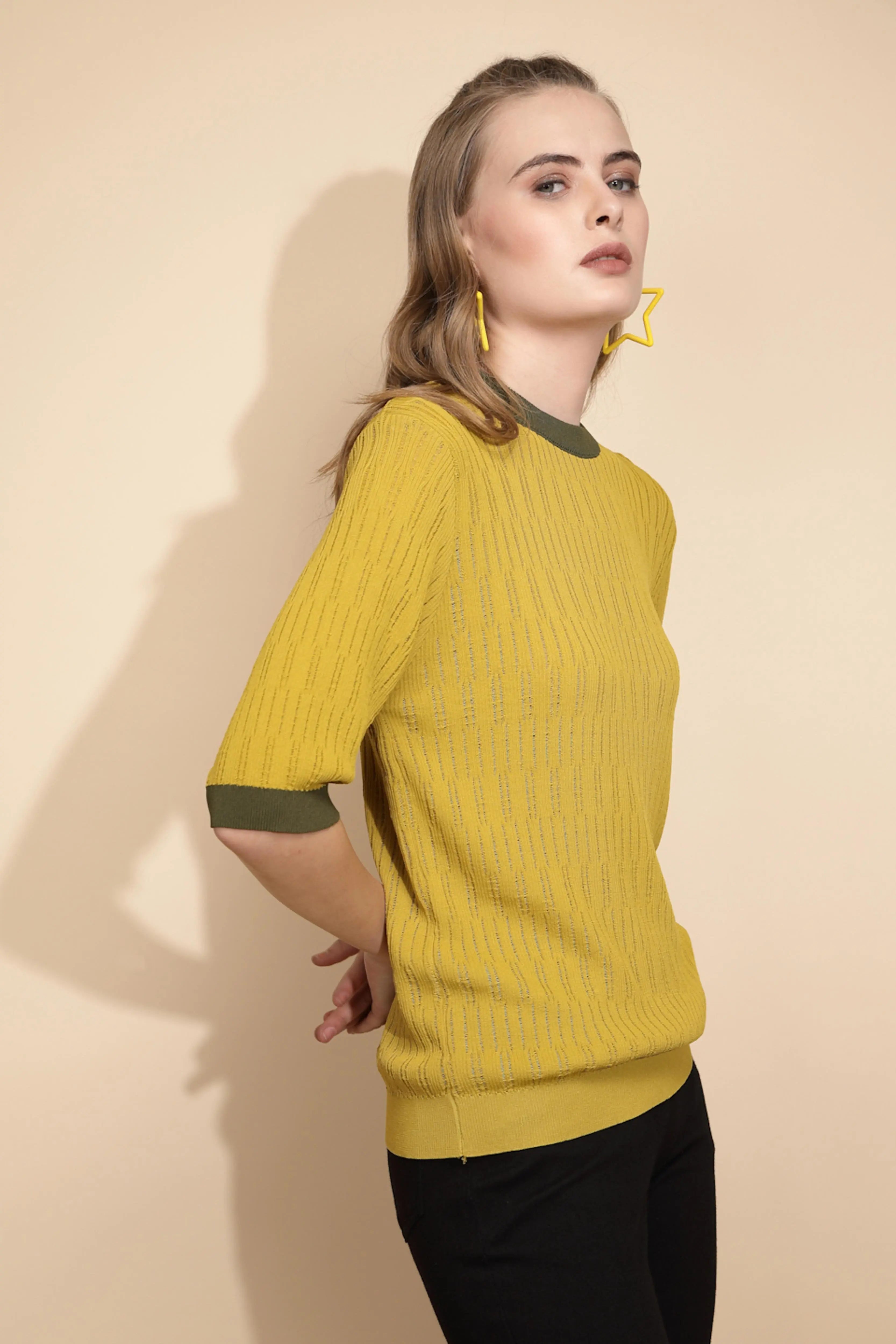 Green Viscose Blend Regular Fit Top - Global Republic