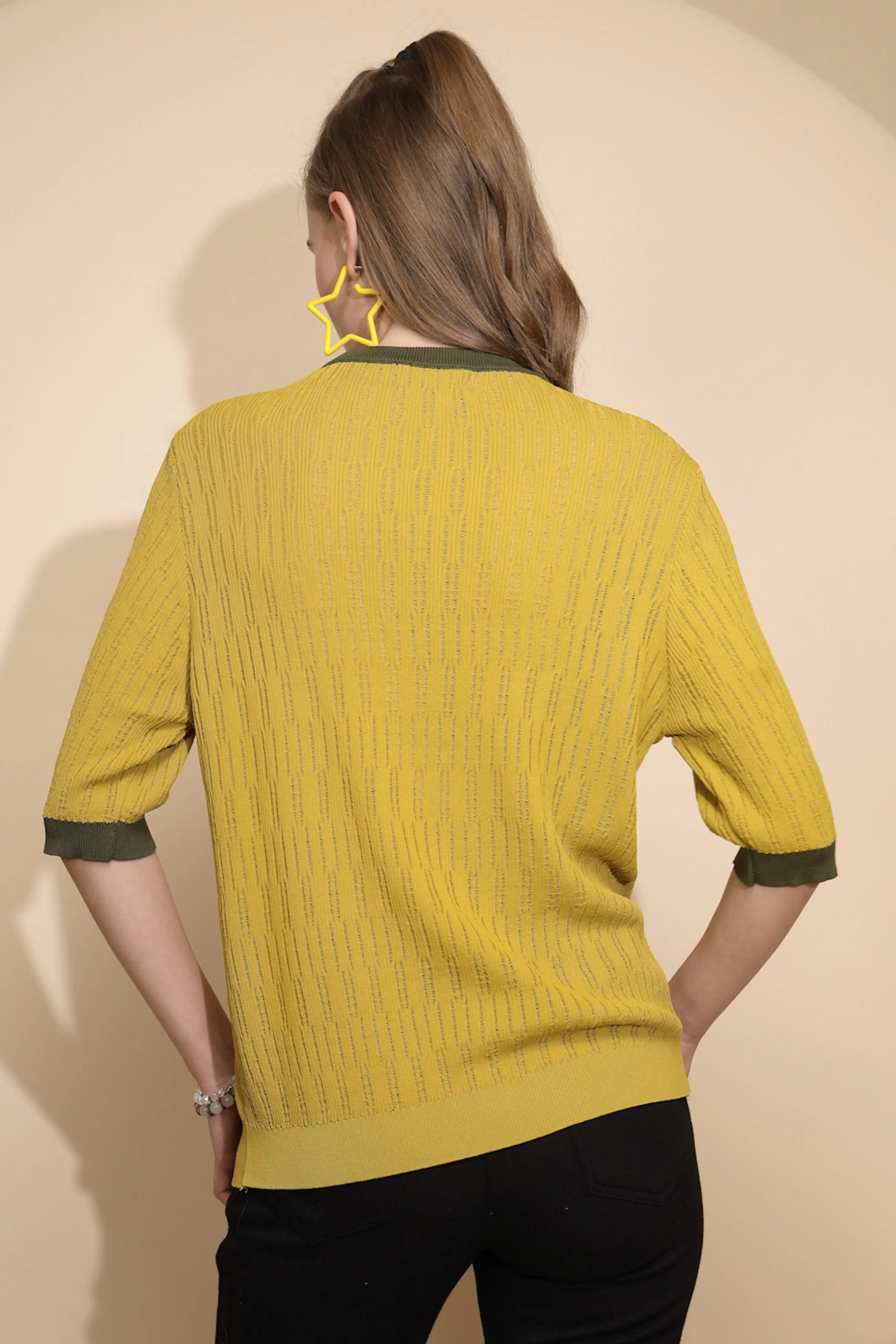 Green Viscose Blend Regular Fit Top - Global Republic