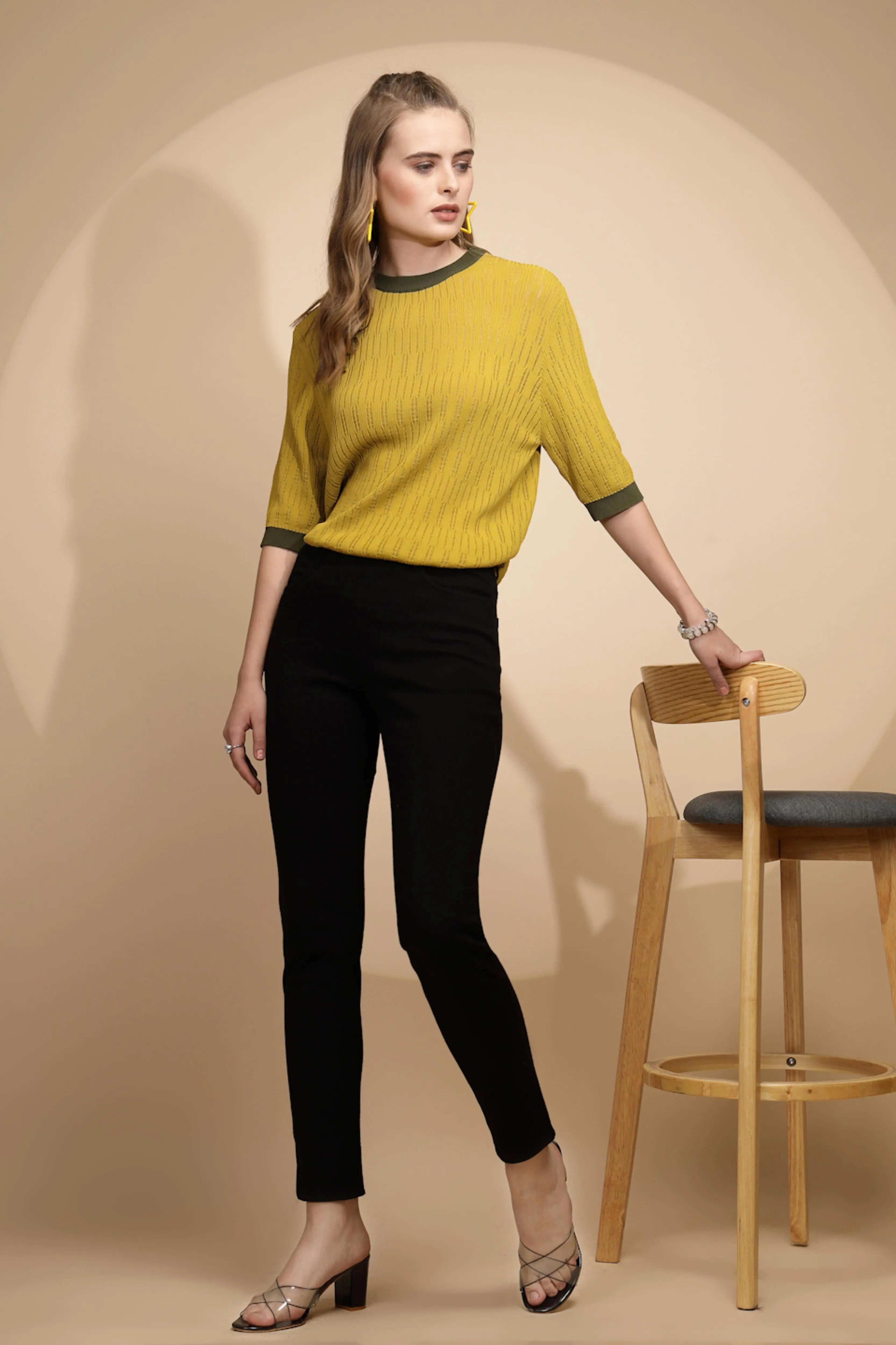 Green Viscose Blend Regular Fit Top - Global Republic