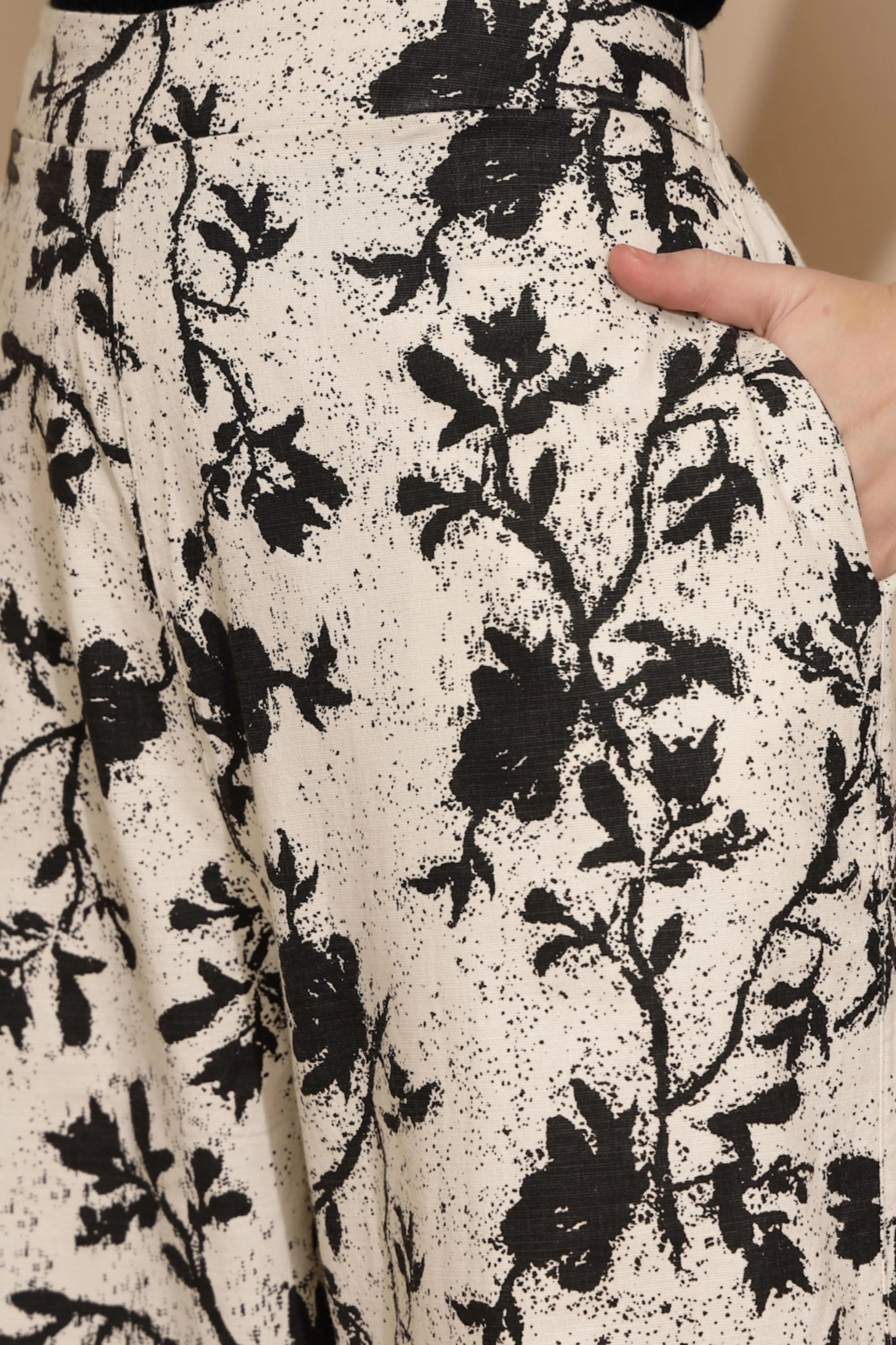 Beige Floral Cotton Lower - Global Republic