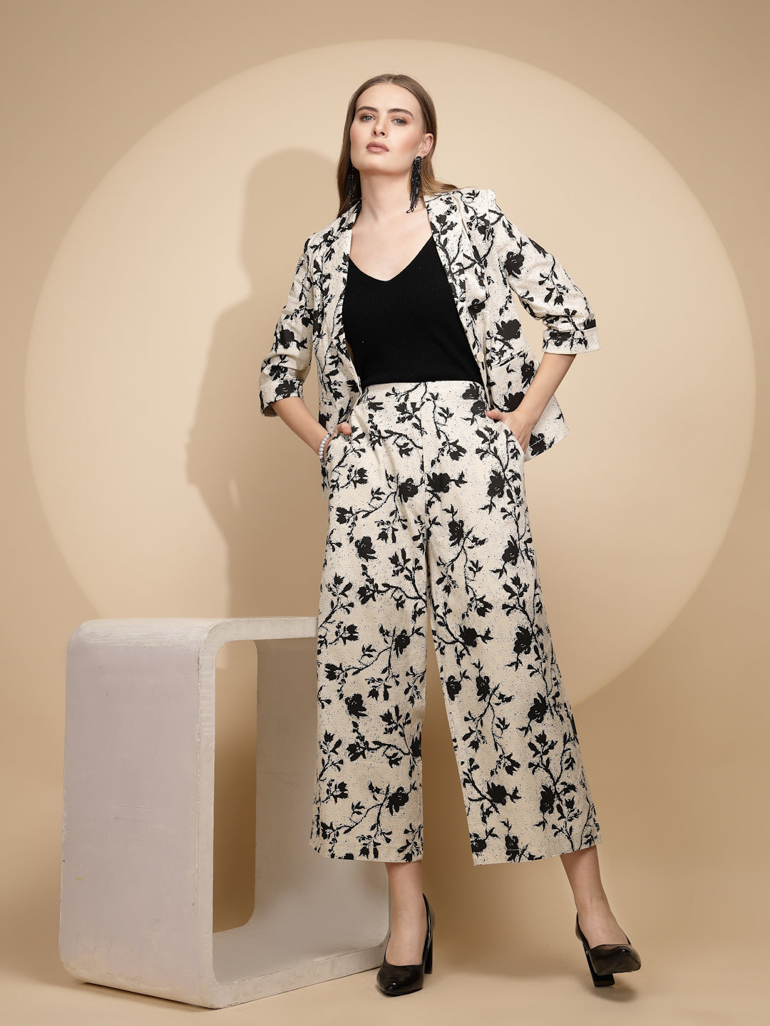 Beige Floral Cotton Lower - Global Republic