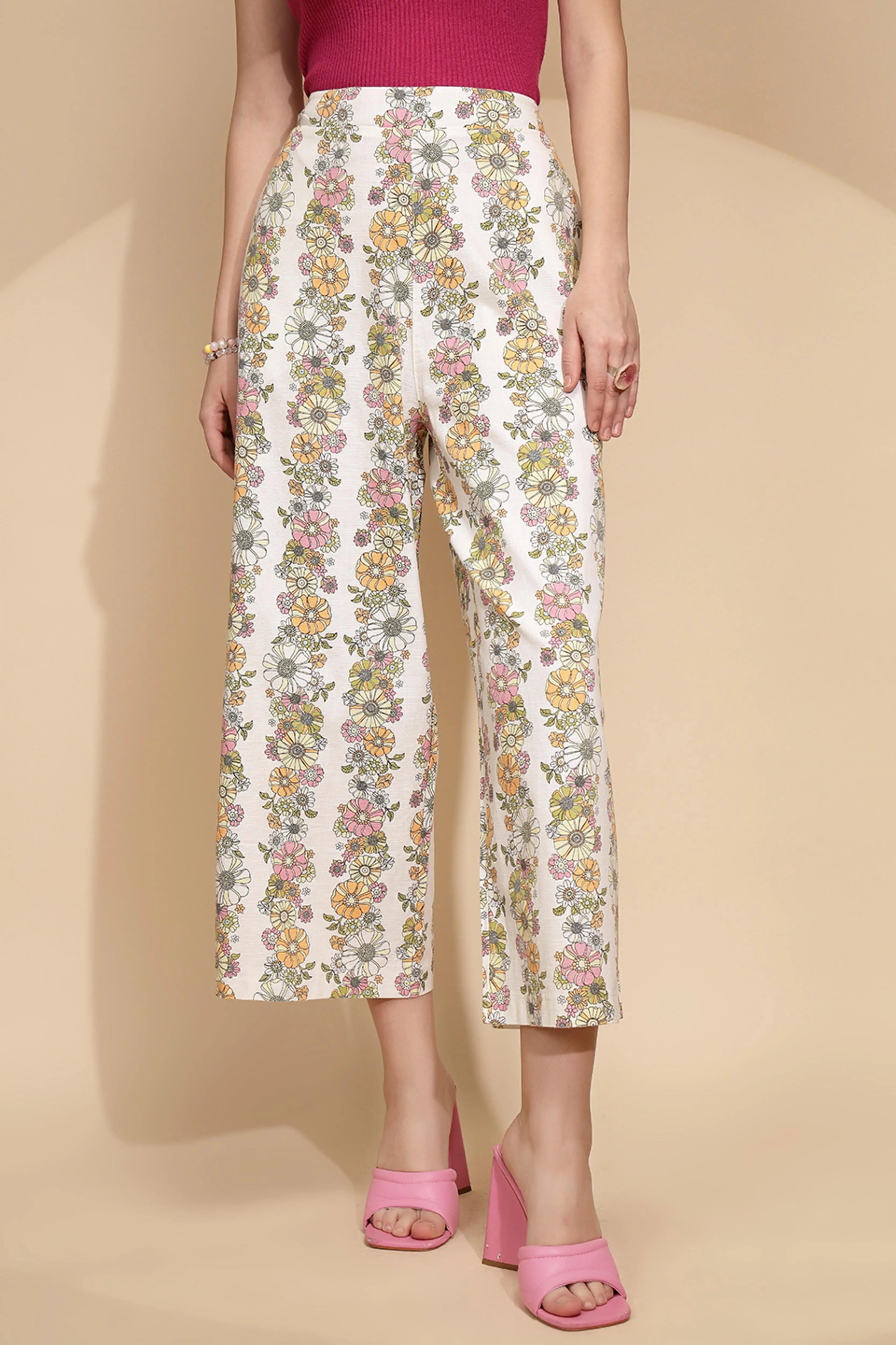 White Cotton Relaxed Fit Lower - Global Republic