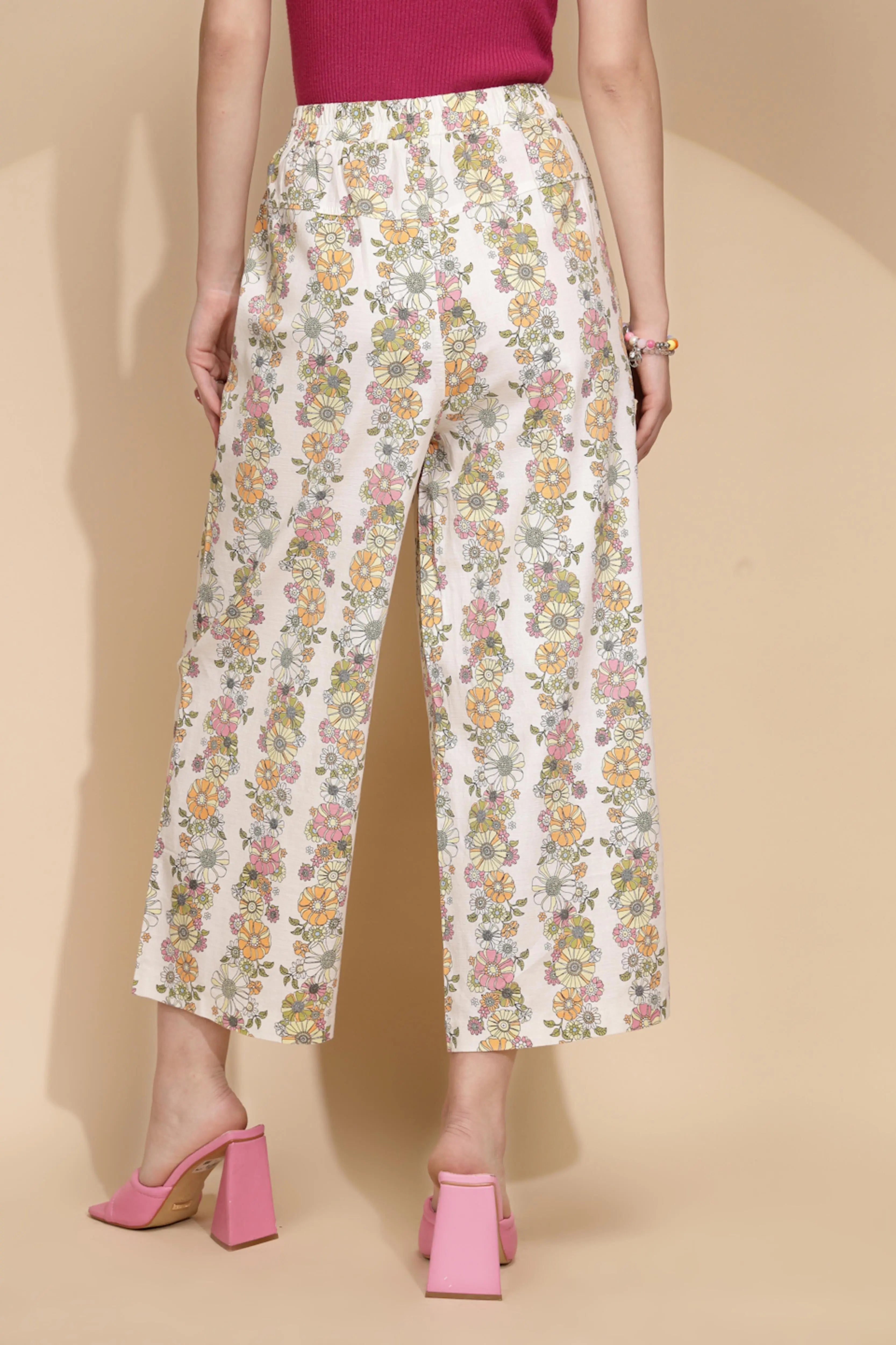 White Cotton Relaxed Fit Lower - Global Republic