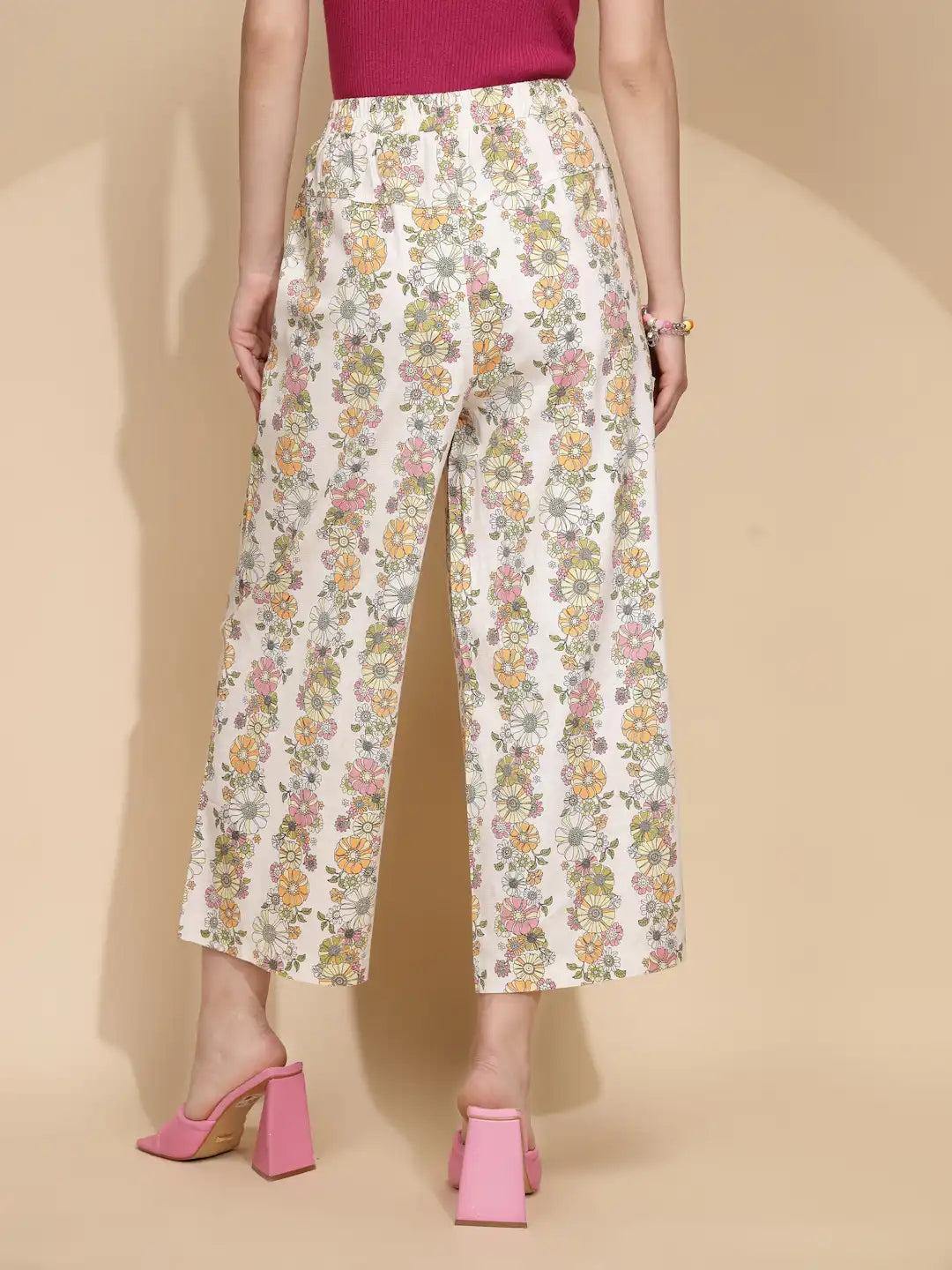 White Floral Cotton Blend Co-ord Set - Global Republic