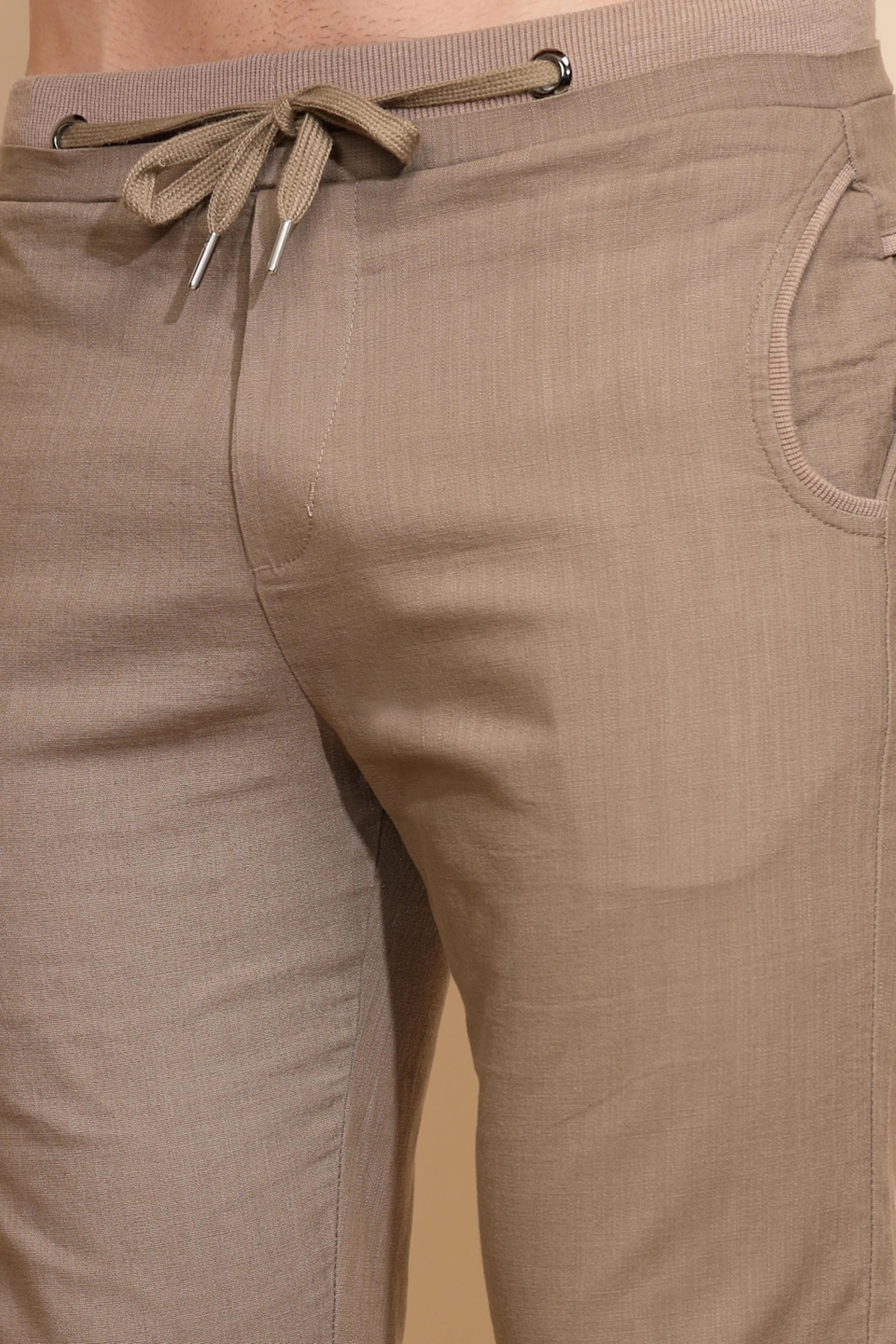 Brown Cotton Linen Relaxed Fit Lower - Global Republic