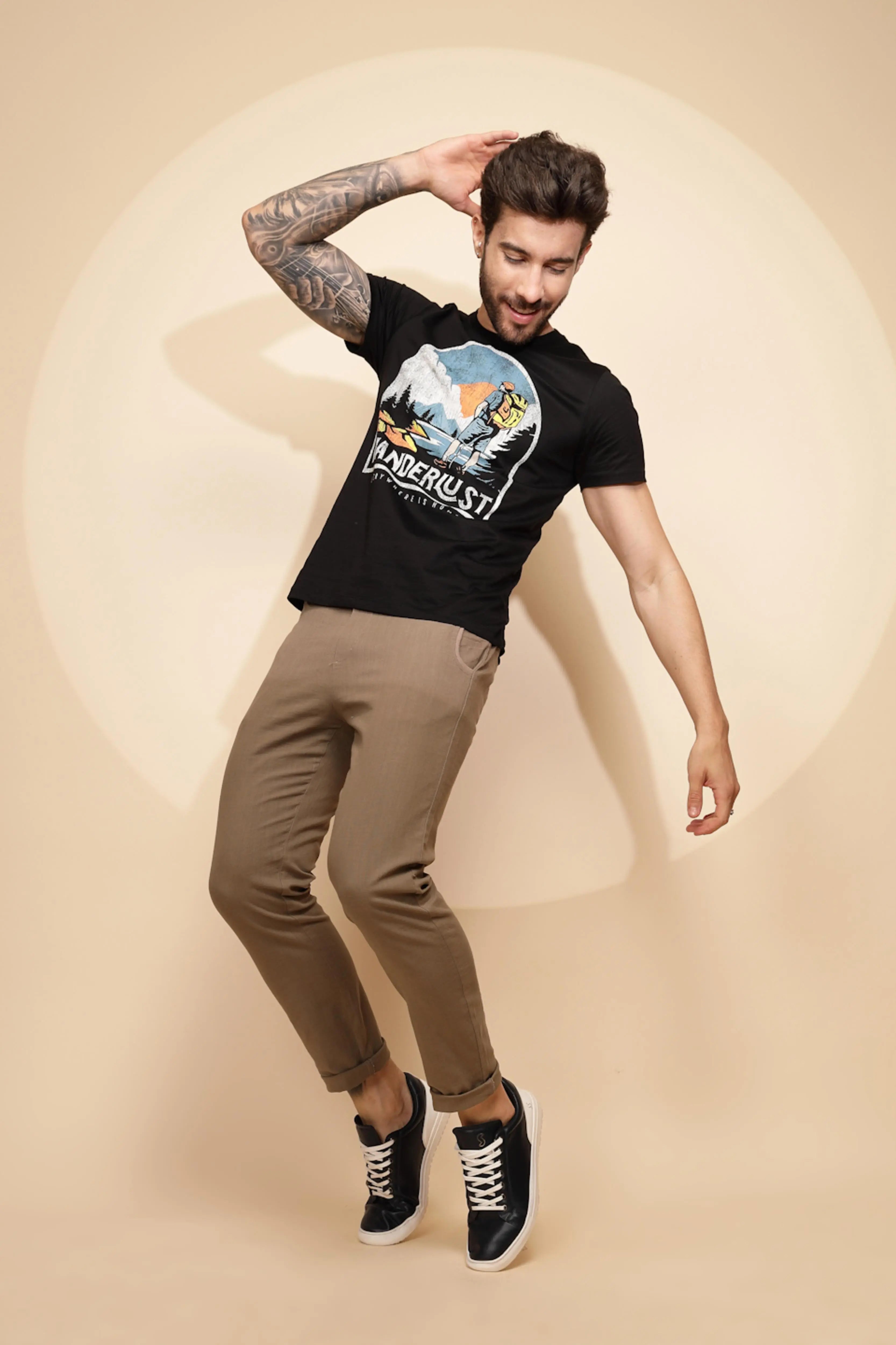 Brown Cotton Linen Relaxed Fit Lower - Global Republic