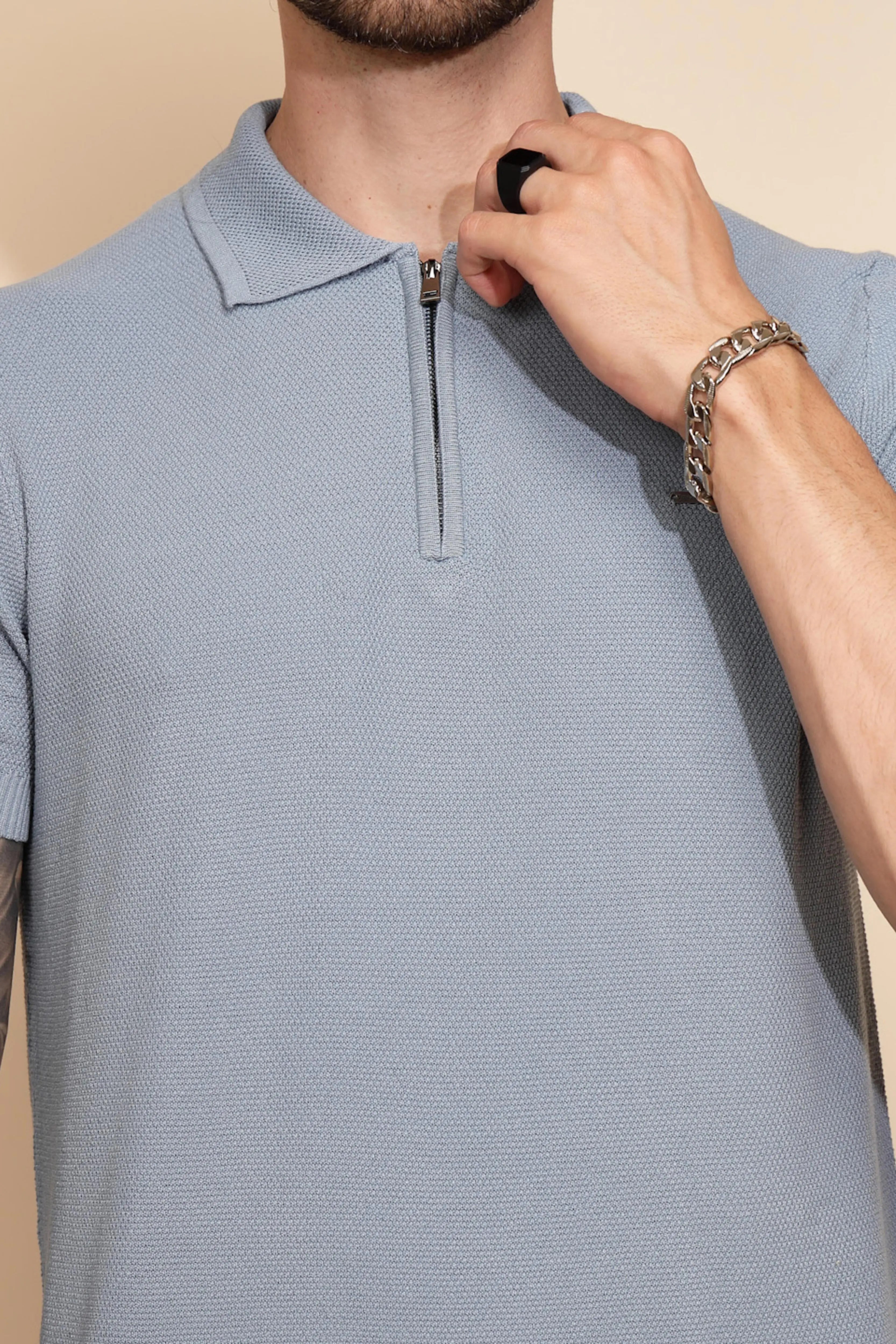 Blue Viscose Blend T-Shirt - Global Republic