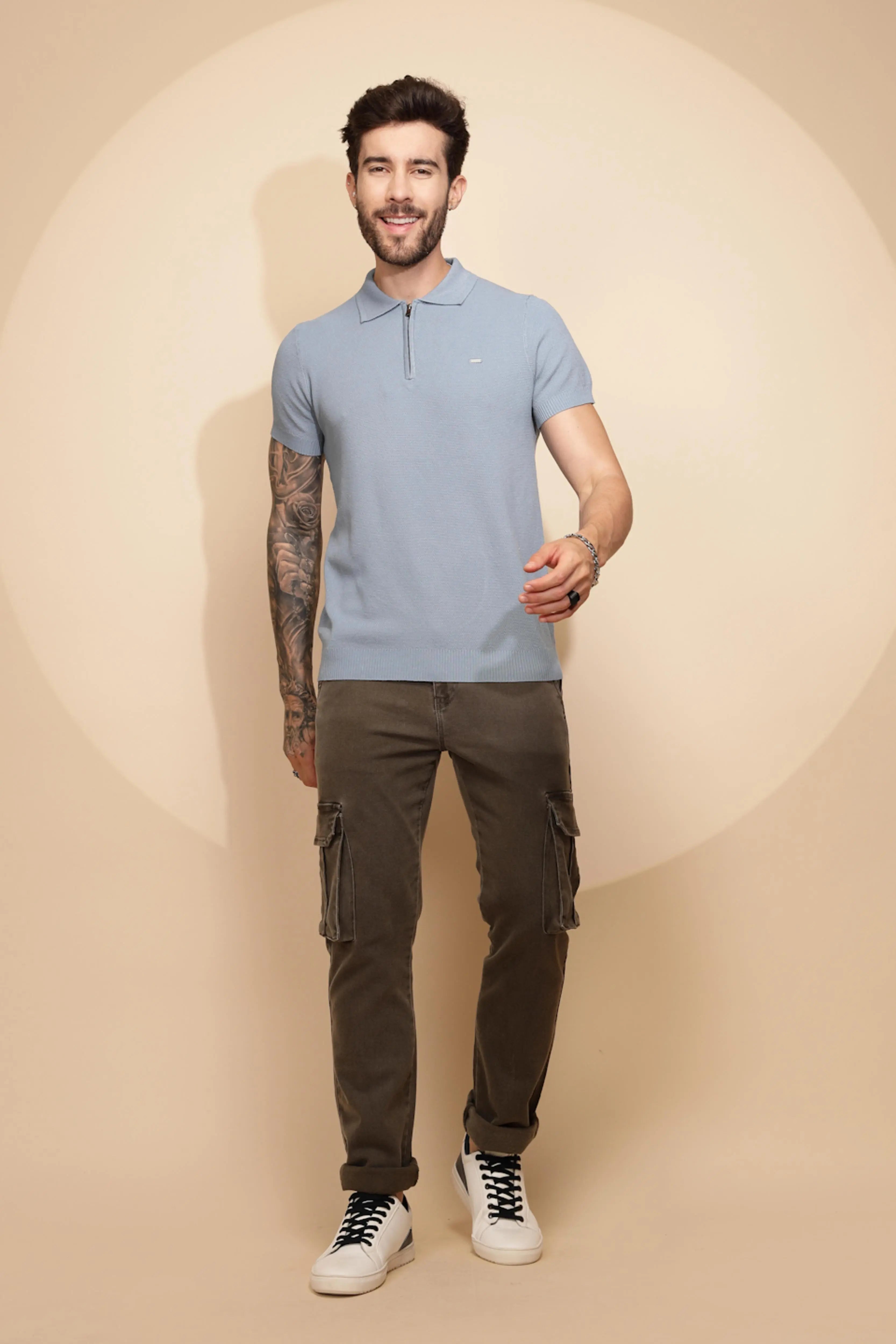 Blue Viscose Blend T-Shirt - Global Republic