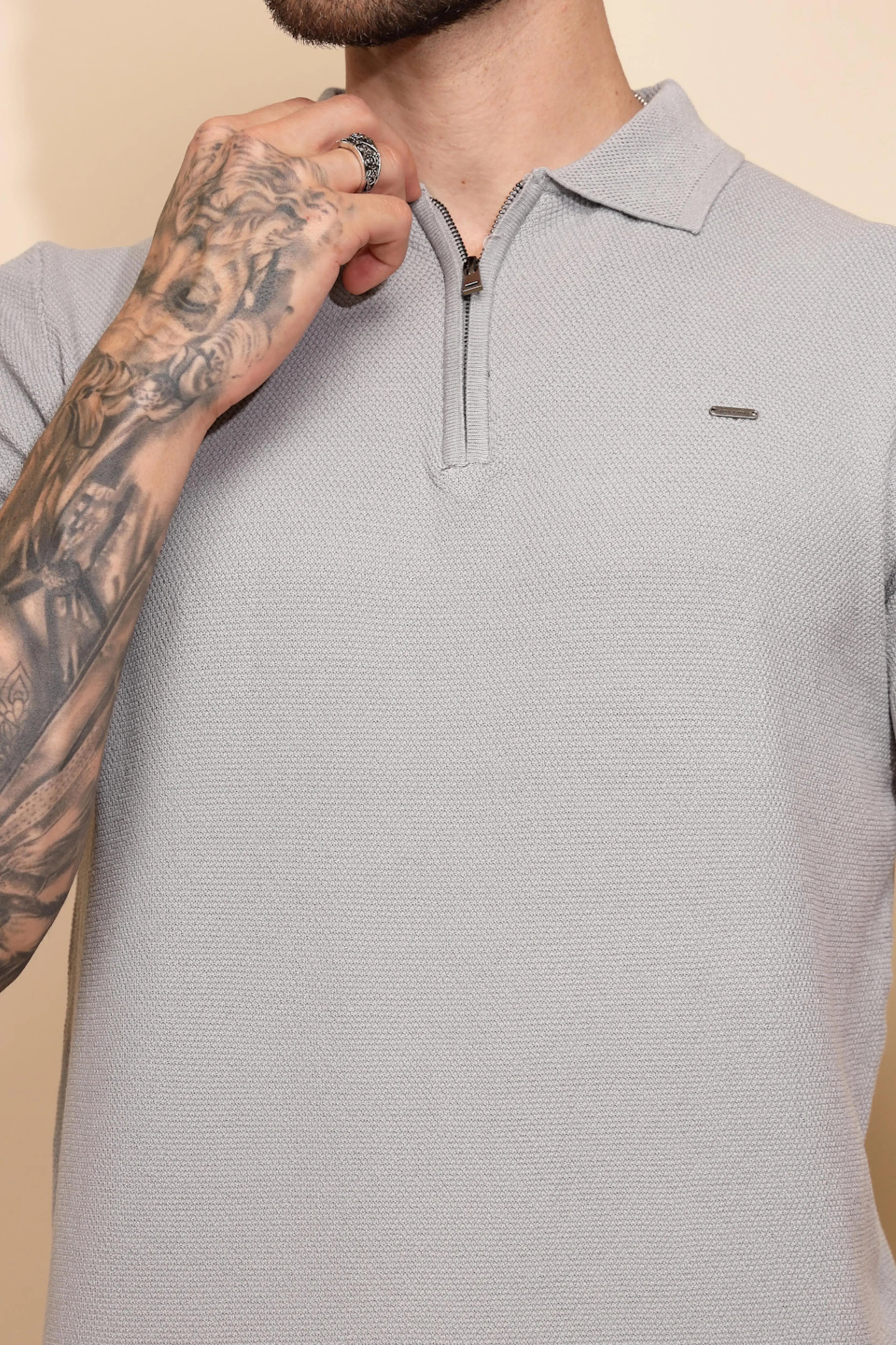 Grey Viscose Blend T-Shirt - Global Republic