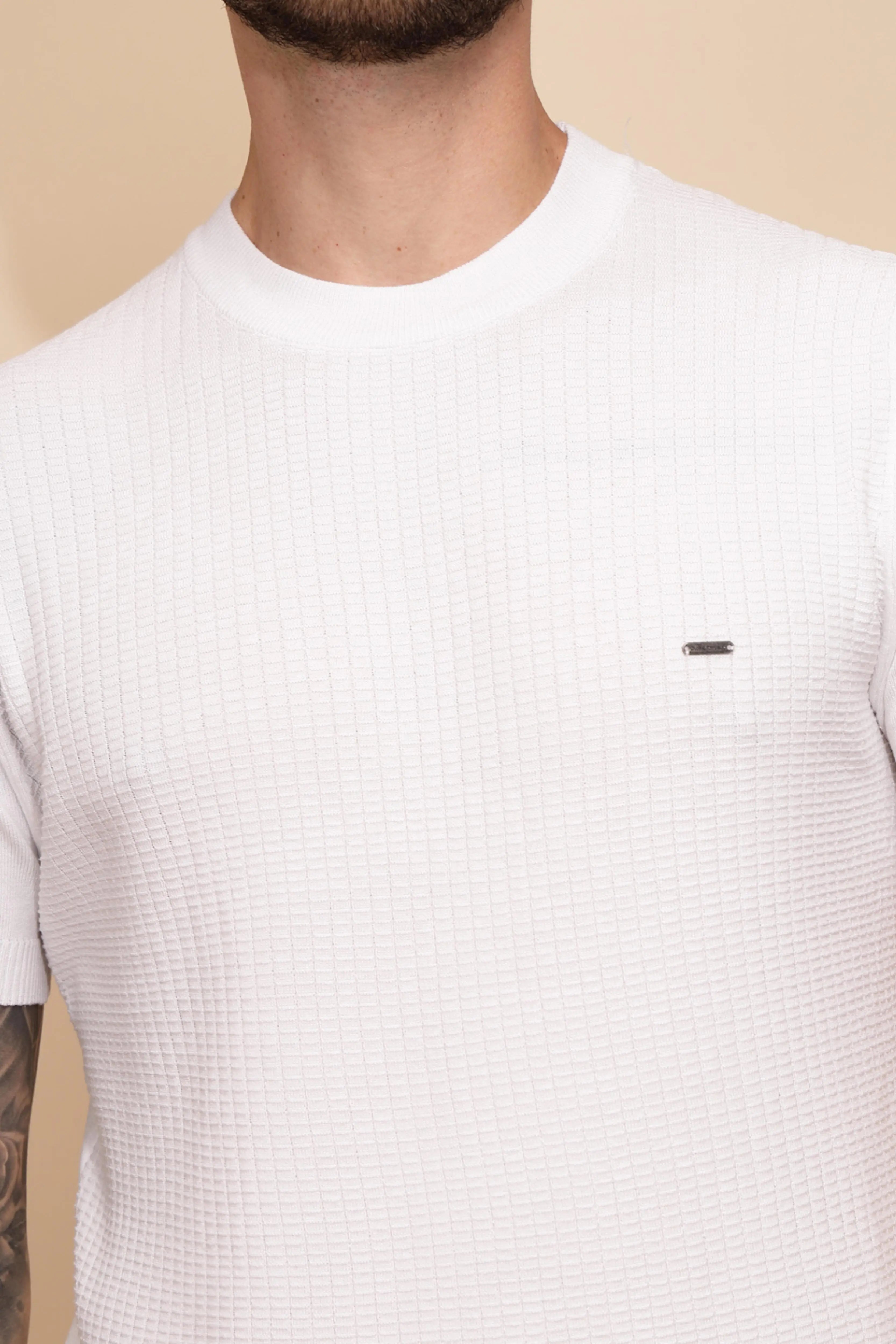 White Viscose Regular Fit T-Shirt - Global Republic