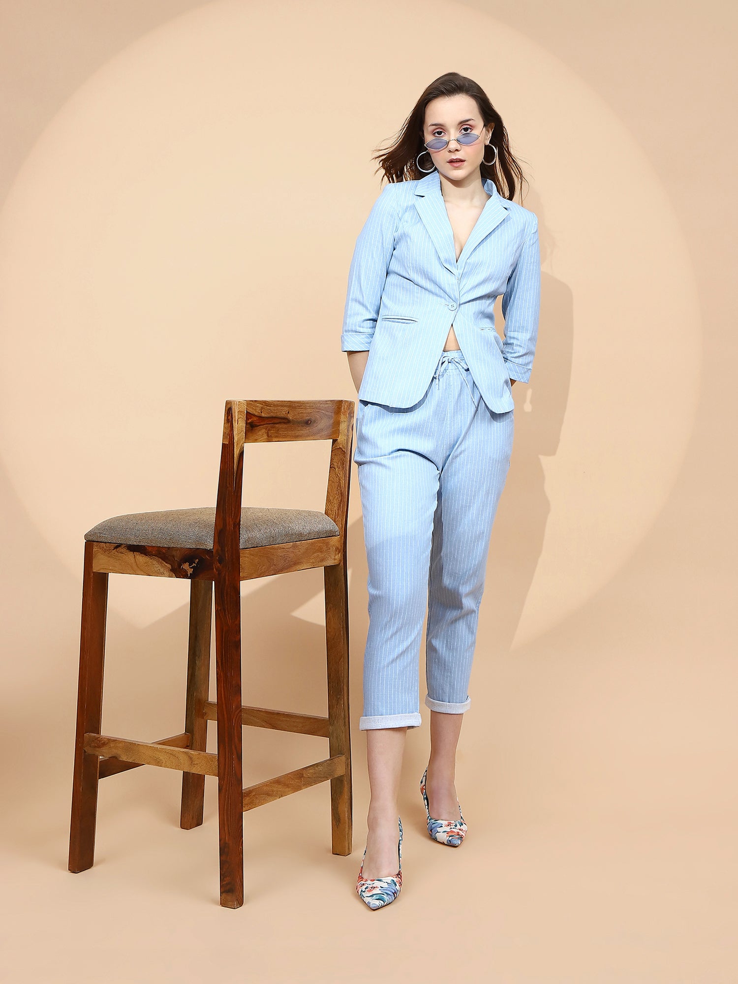 Sky Blue Cotton Regular Fit Lower
