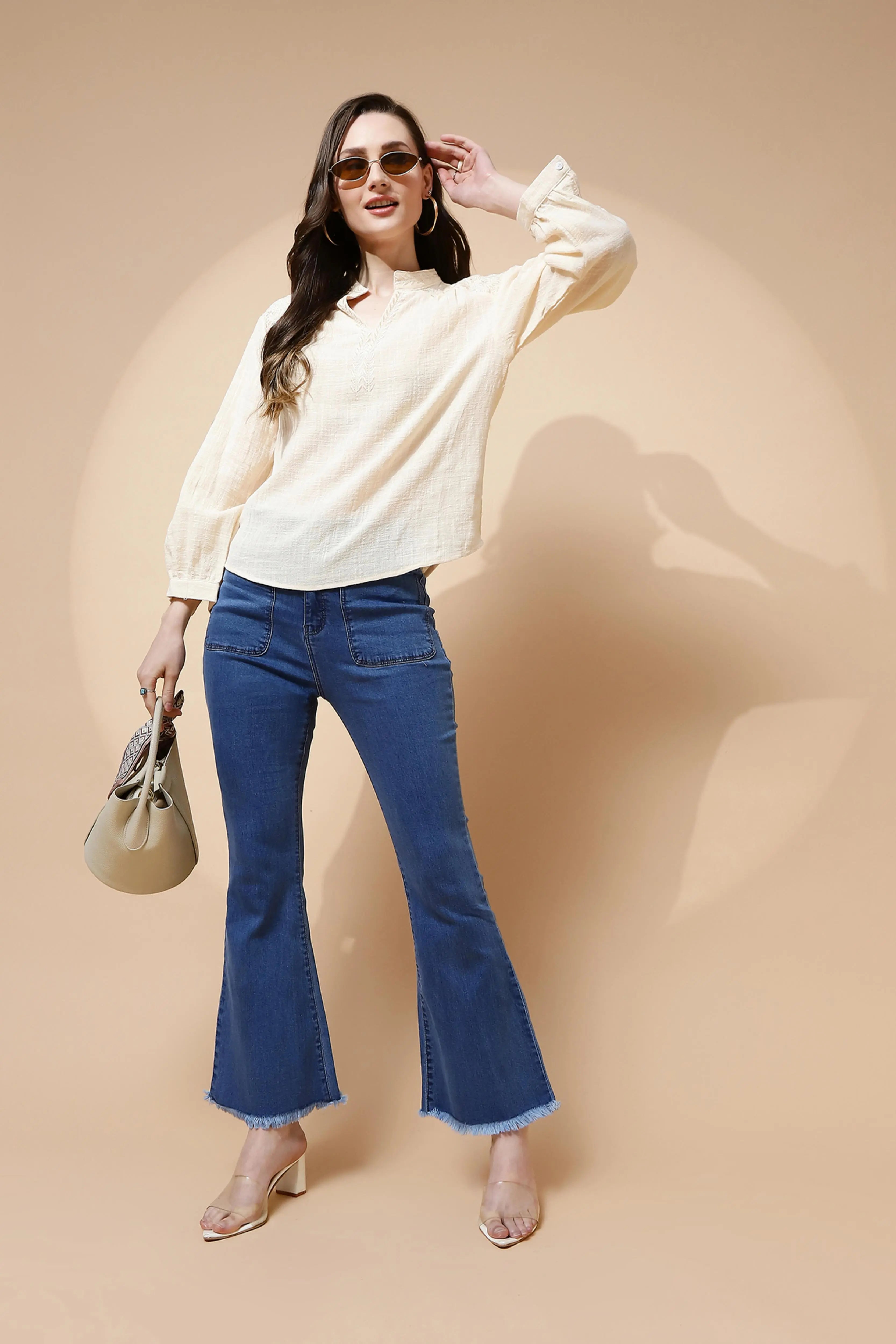 Natural Embroidered cotton Top - Global Republic