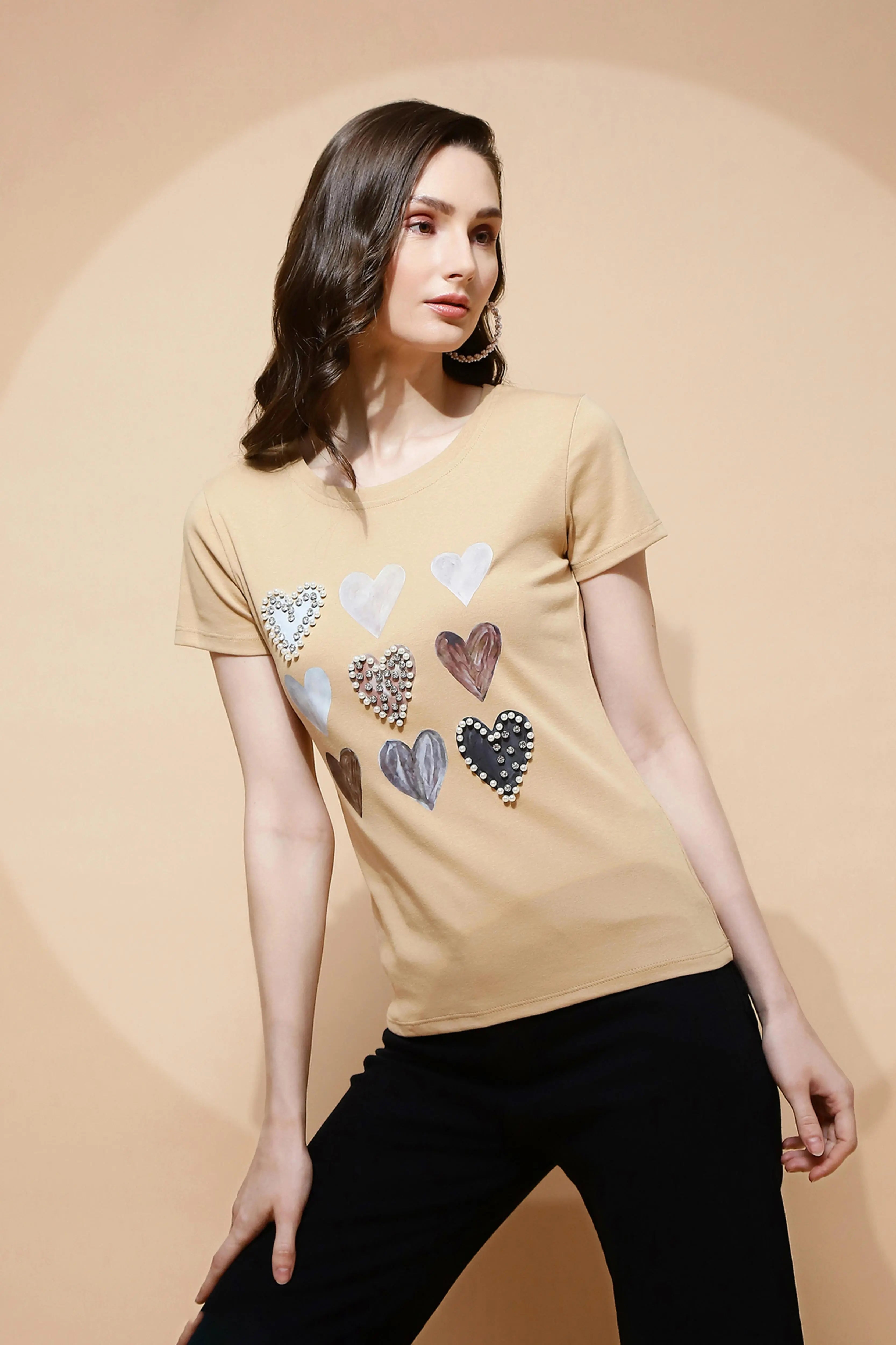 Beige Embellished Top - Global Republic