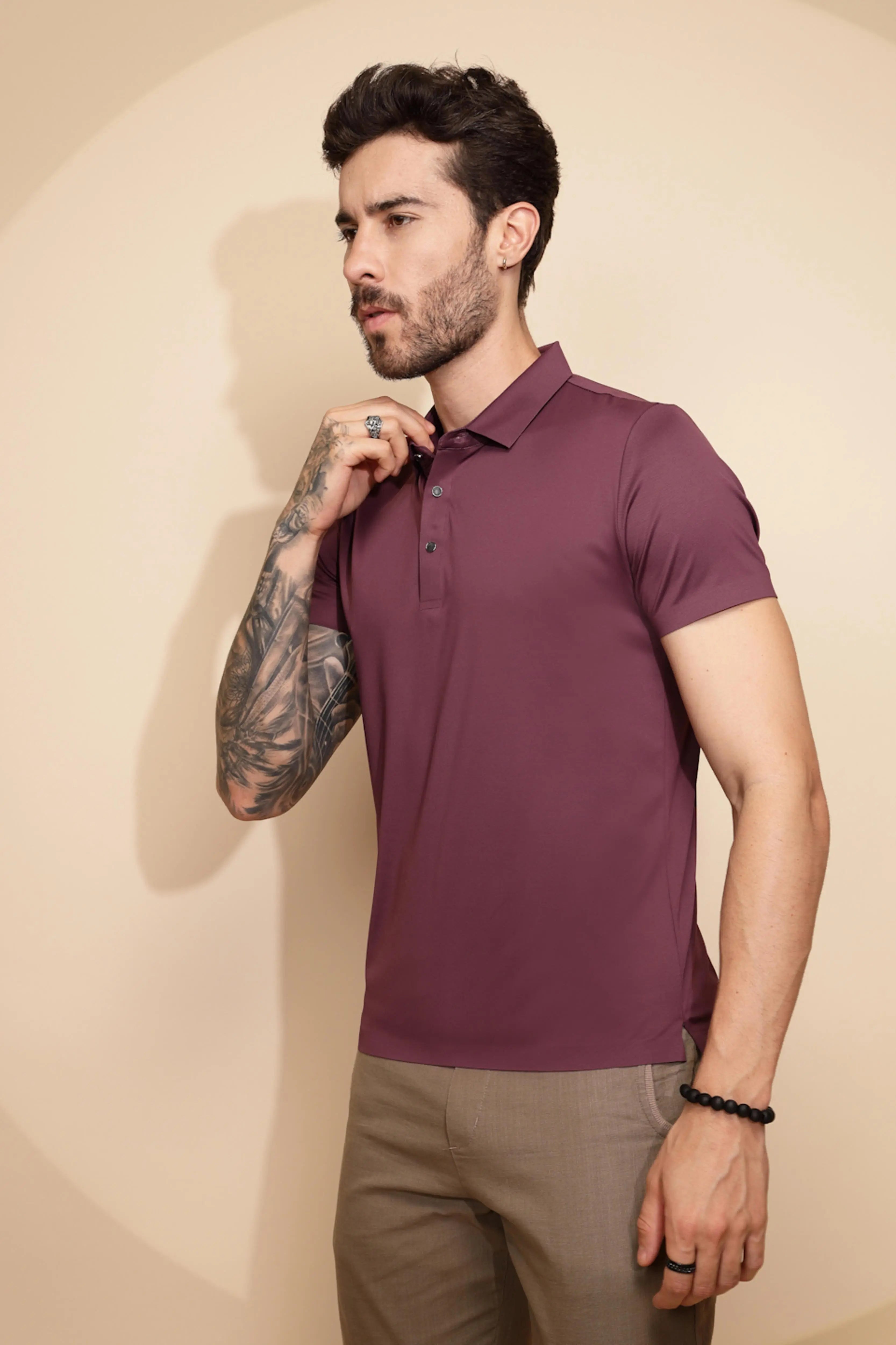 Purple  Regular Fit T-Shirt For Men - Global Republic