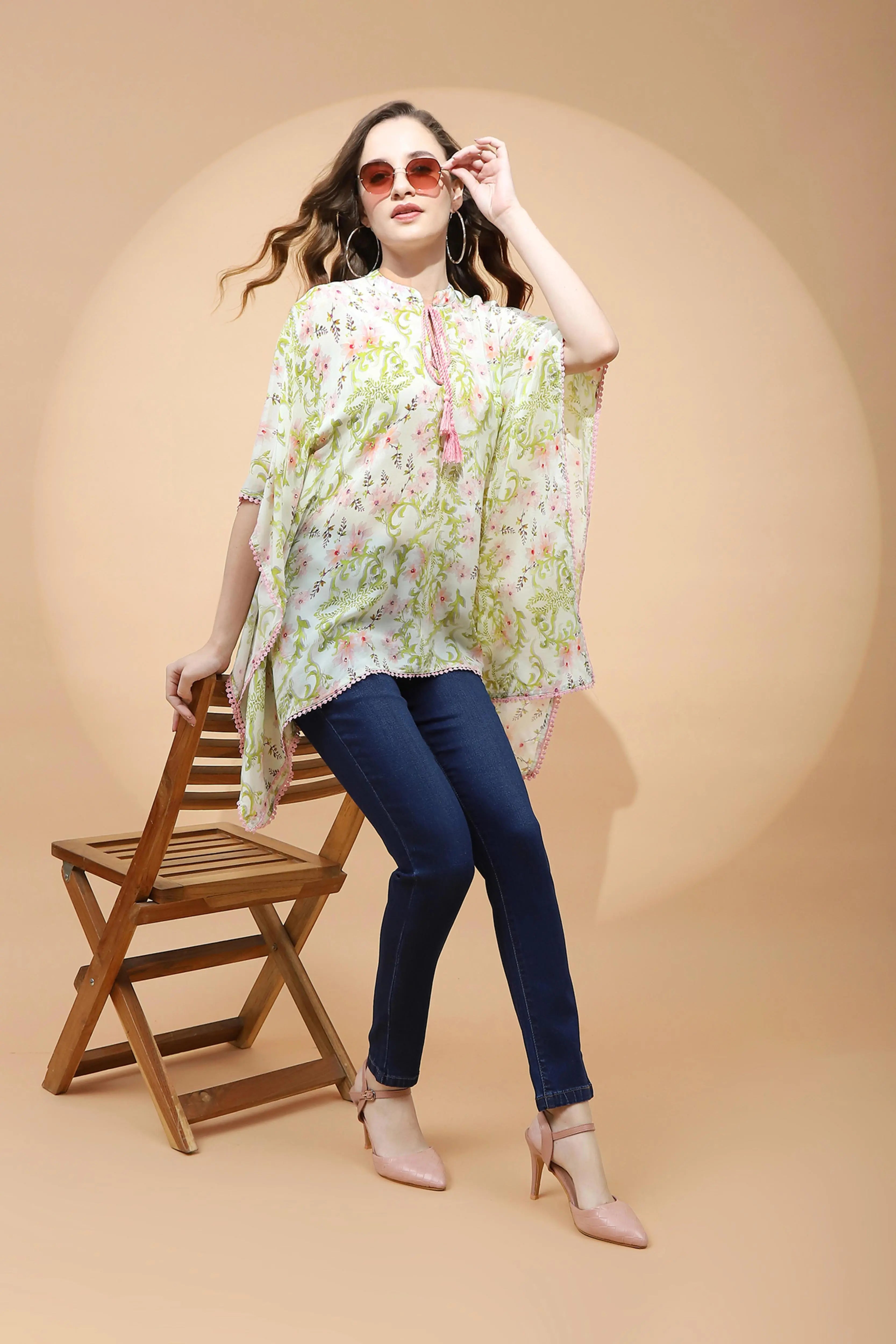 Lemon Green Loose Fit Top For Women - Global Republic
