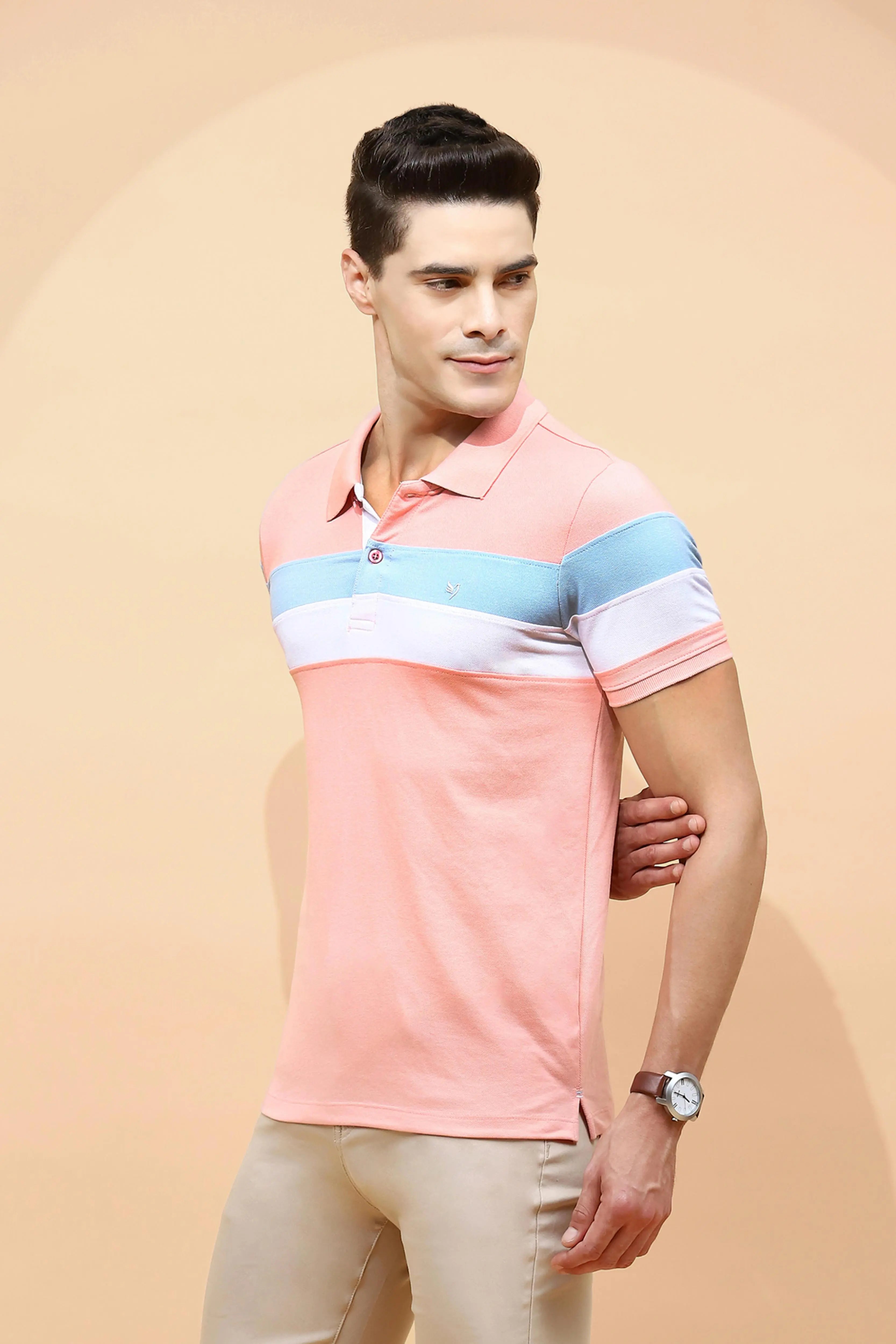 Pink cotton Regular Fit T-Shirt For Men - Global Republic