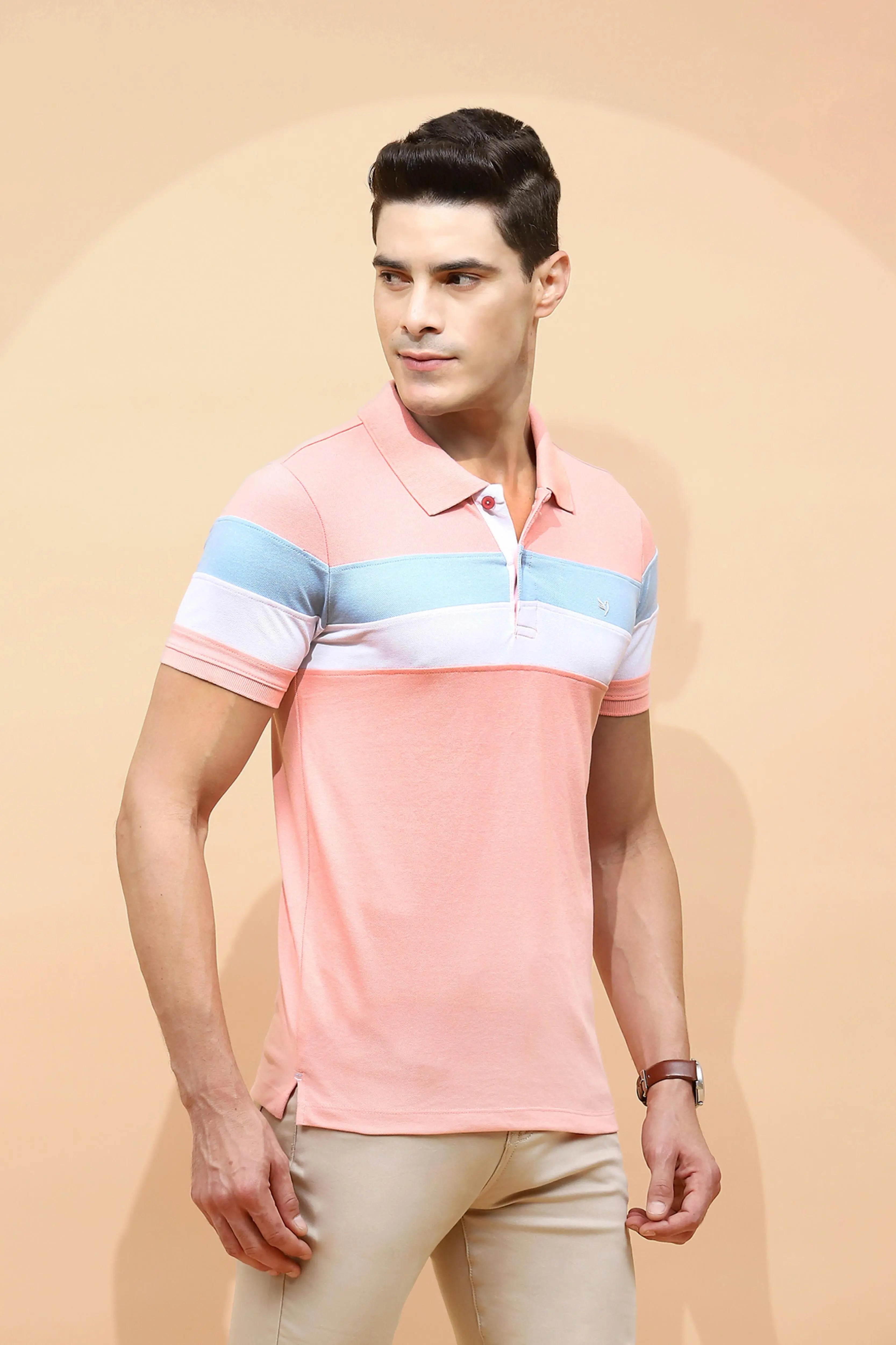 Pink cotton Regular Fit T-Shirt For Men - Global Republic