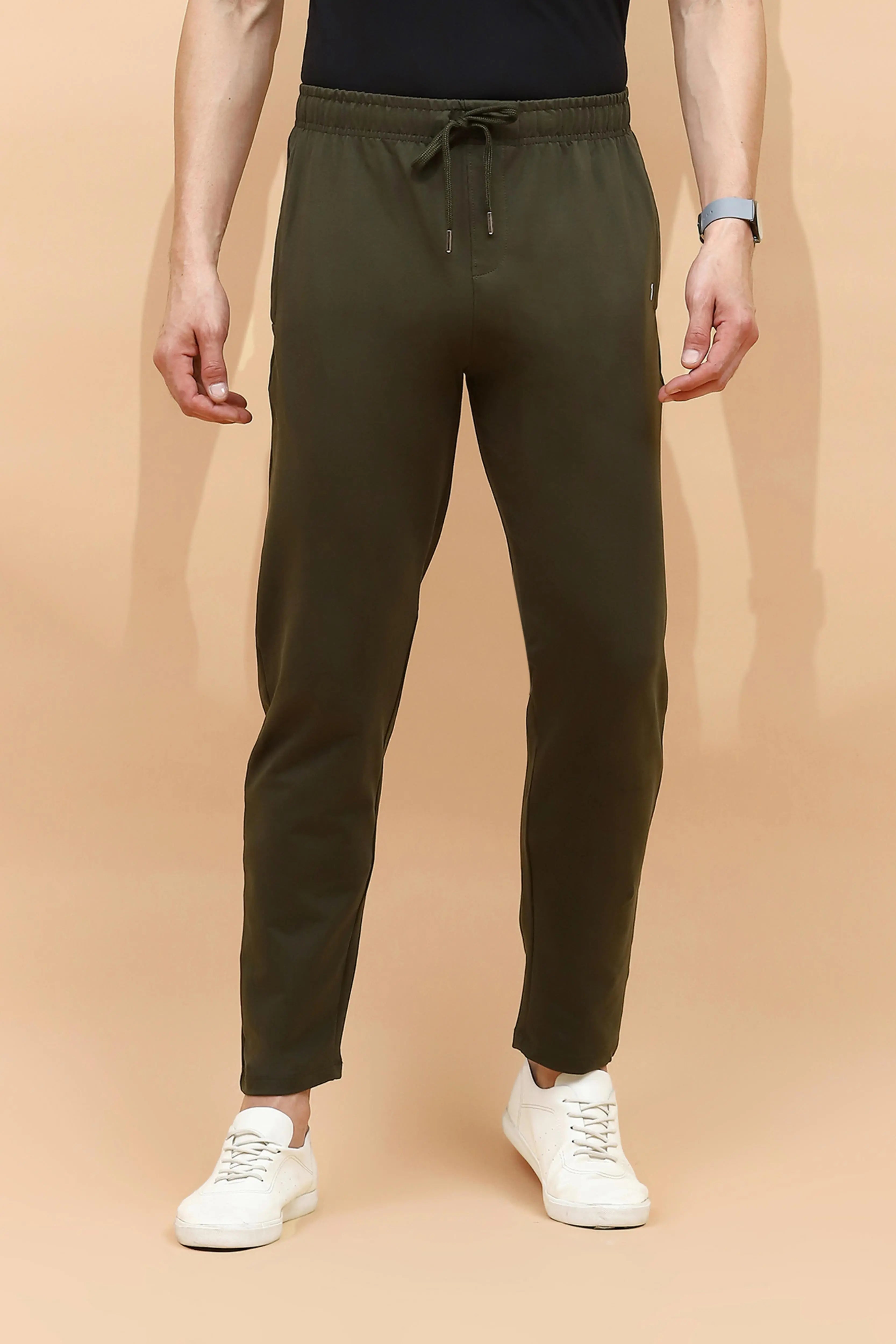 Olive Cotton Regular Fit Lower For Men - Global Republic