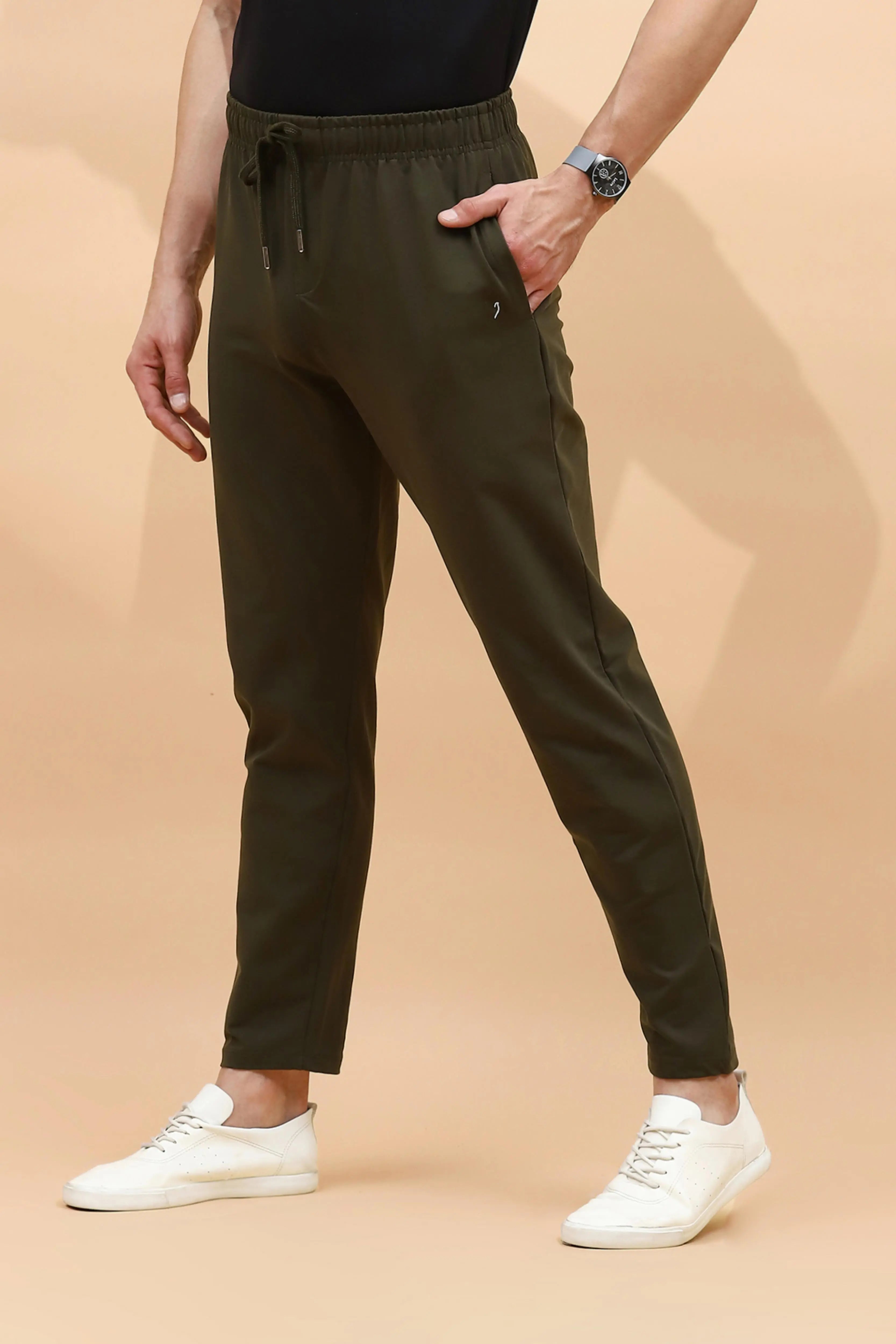 Olive Cotton Regular Fit Lower For Men - Global Republic