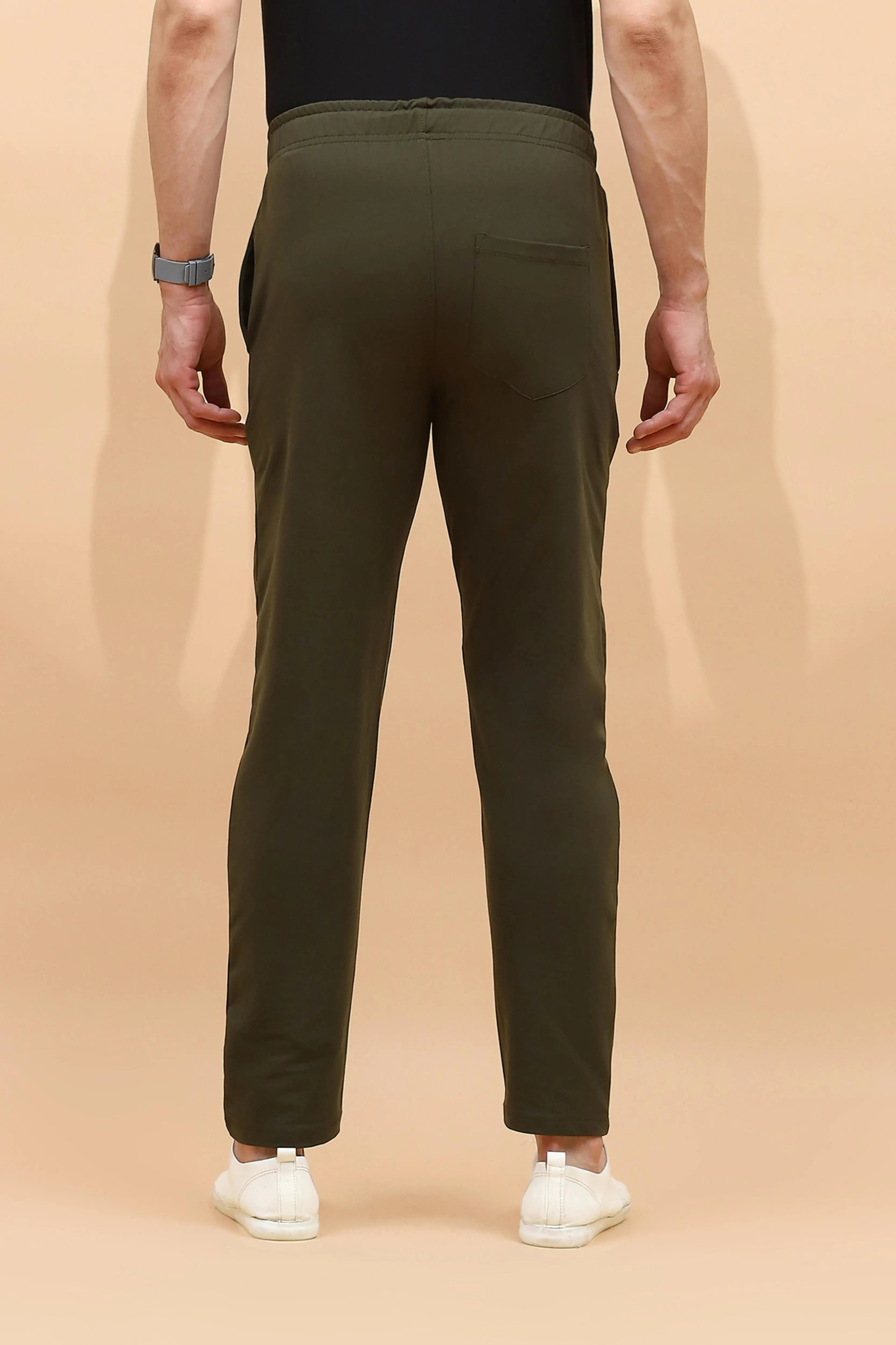 Olive Cotton Regular Fit Lower For Men - Global Republic