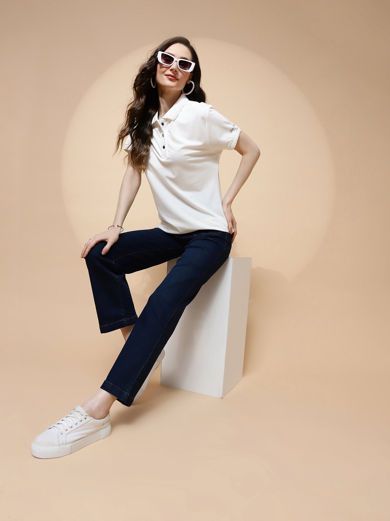 Off White Rayon Blend T-Shirt - Global Republic