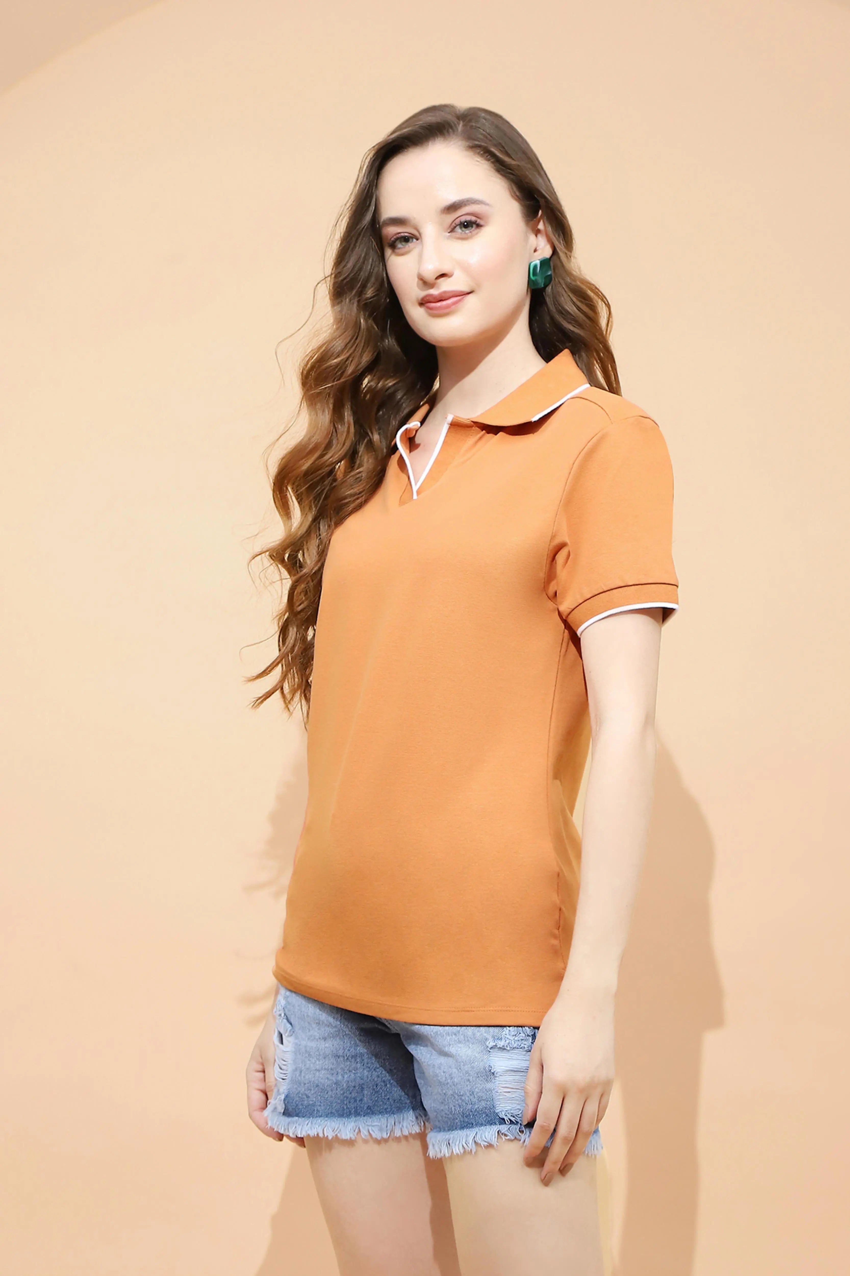 Rust Cotton Blend T-Shirt - Global Republic