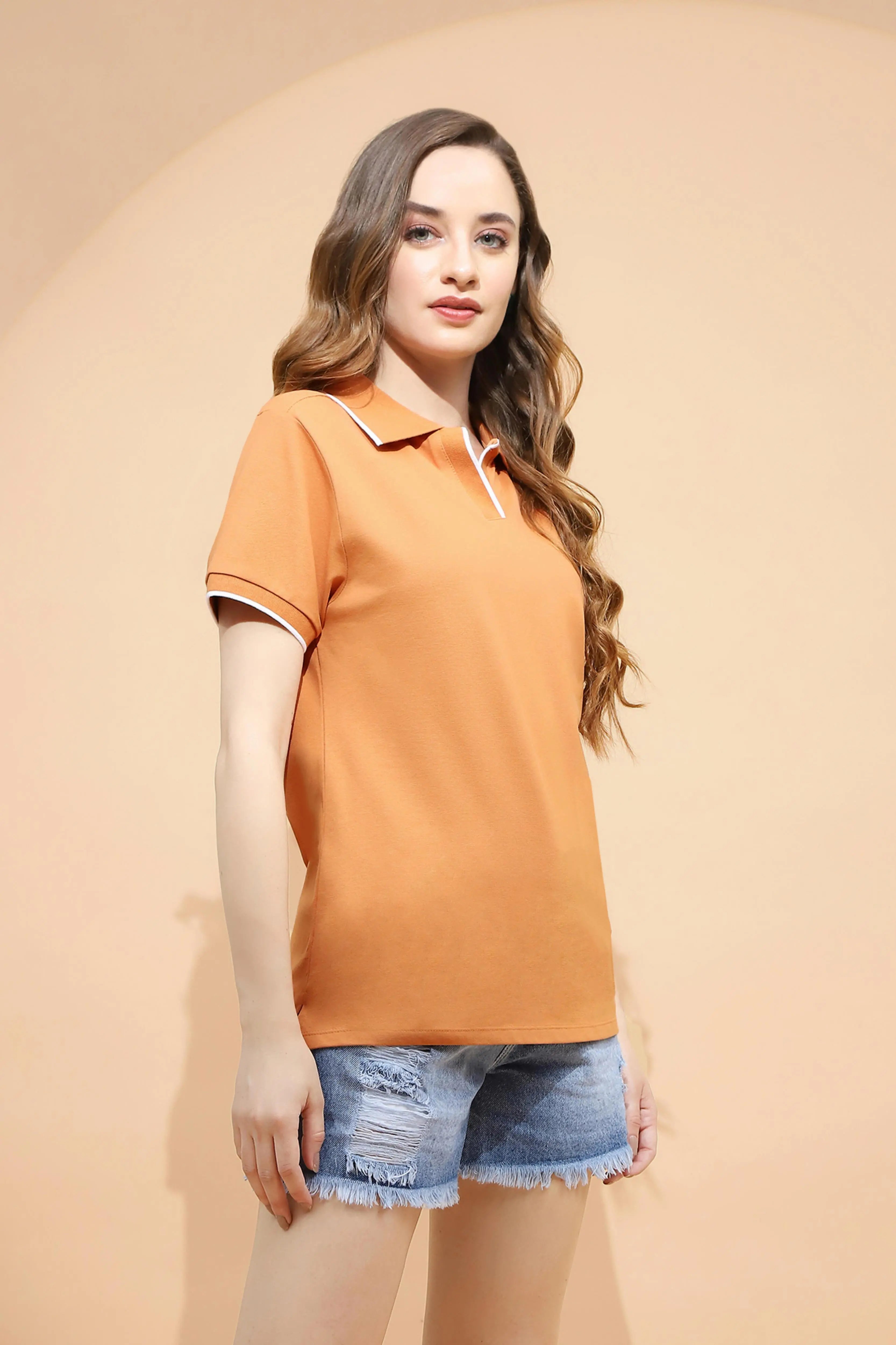 Rust Cotton Blend T-Shirt - Global Republic