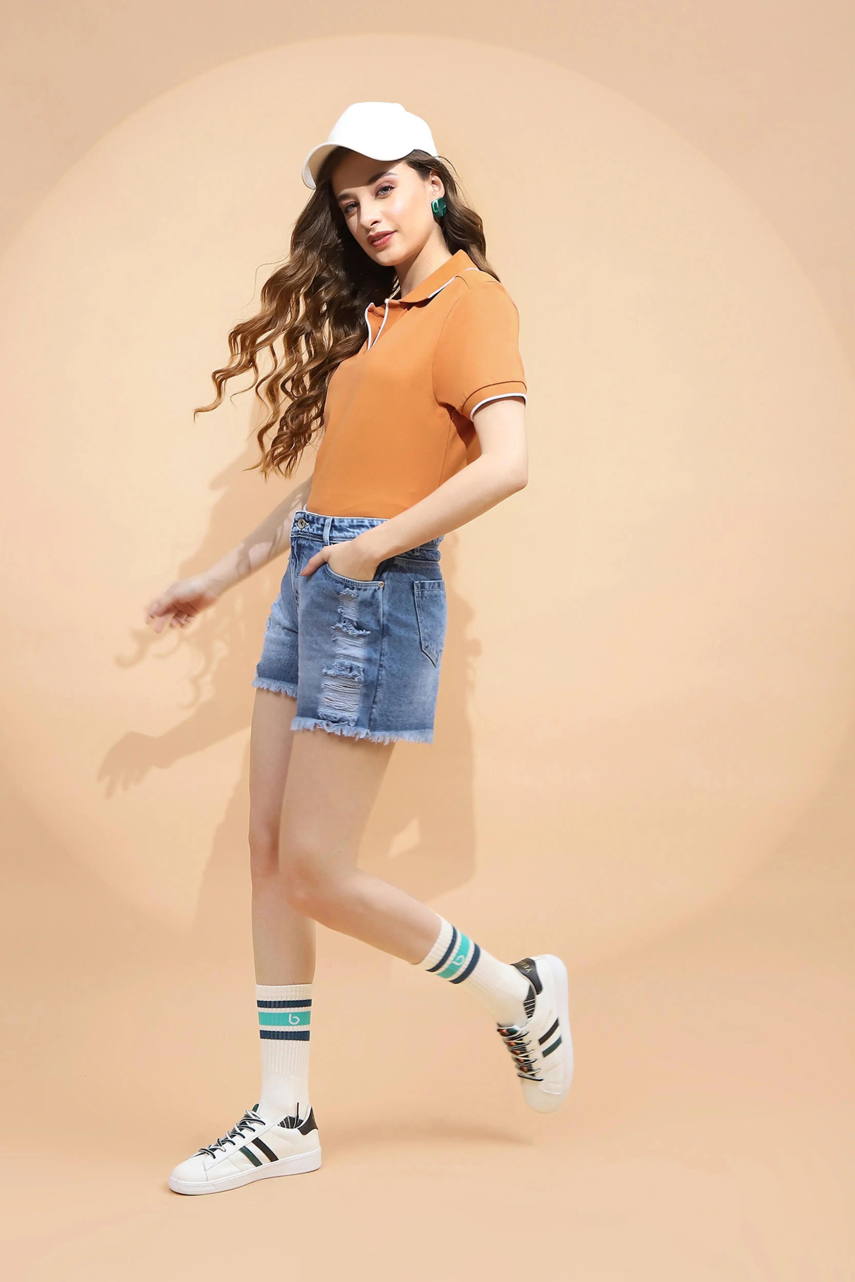 Rust Cotton Blend T-Shirt - Global Republic