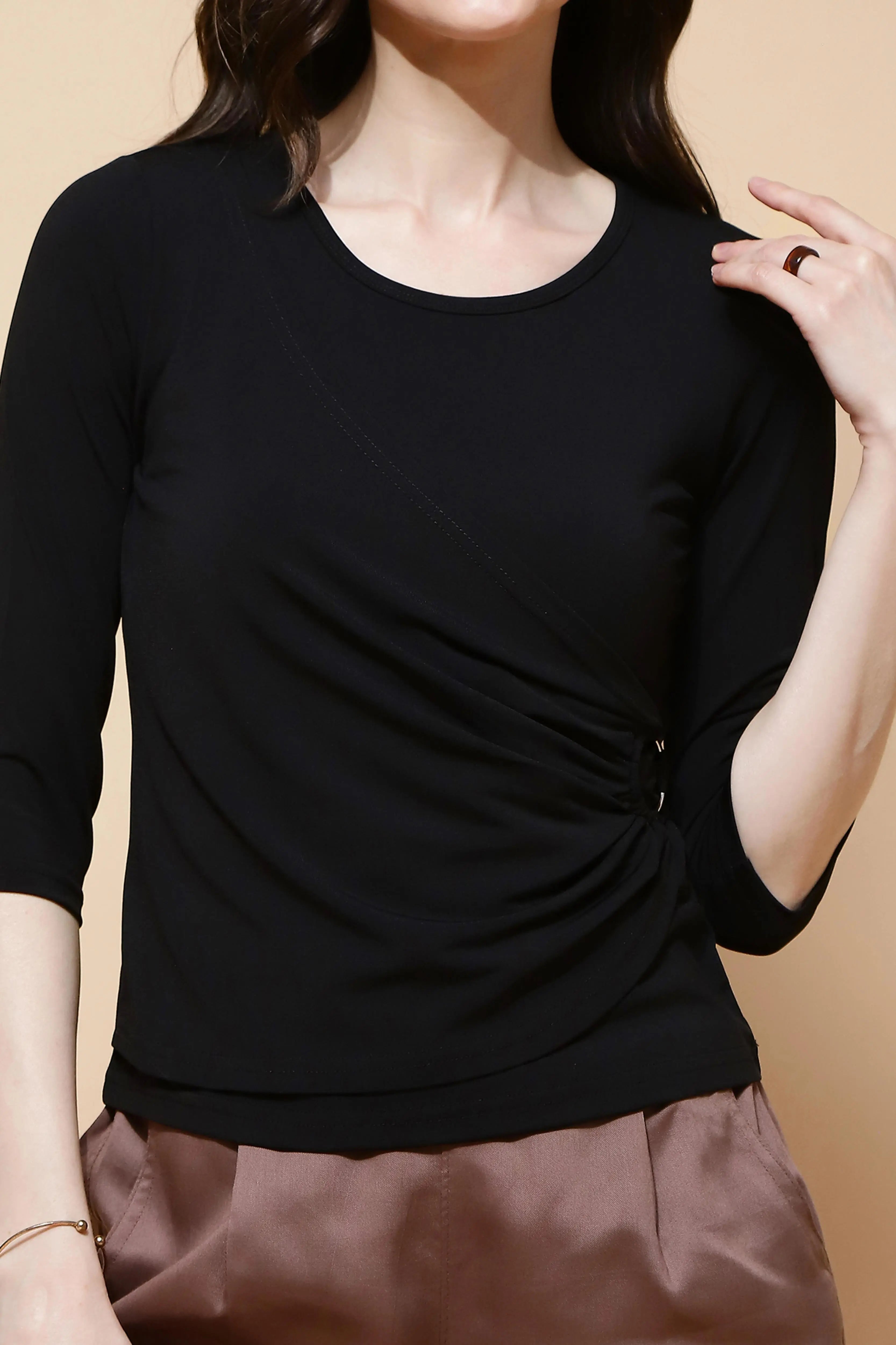 Black  Regular Fit Top - Global Republic