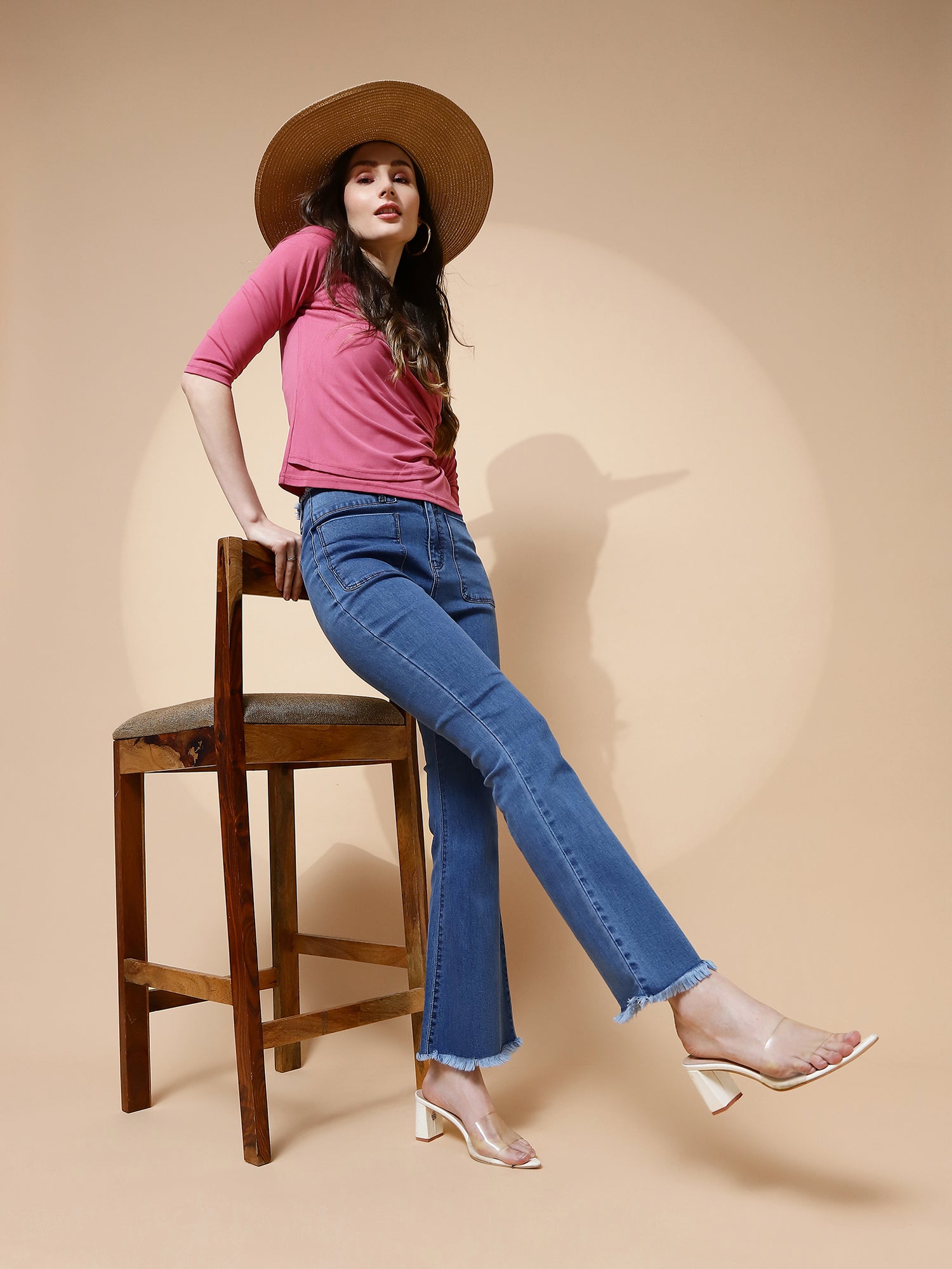Pink Polyester Blend Regular Fit Top