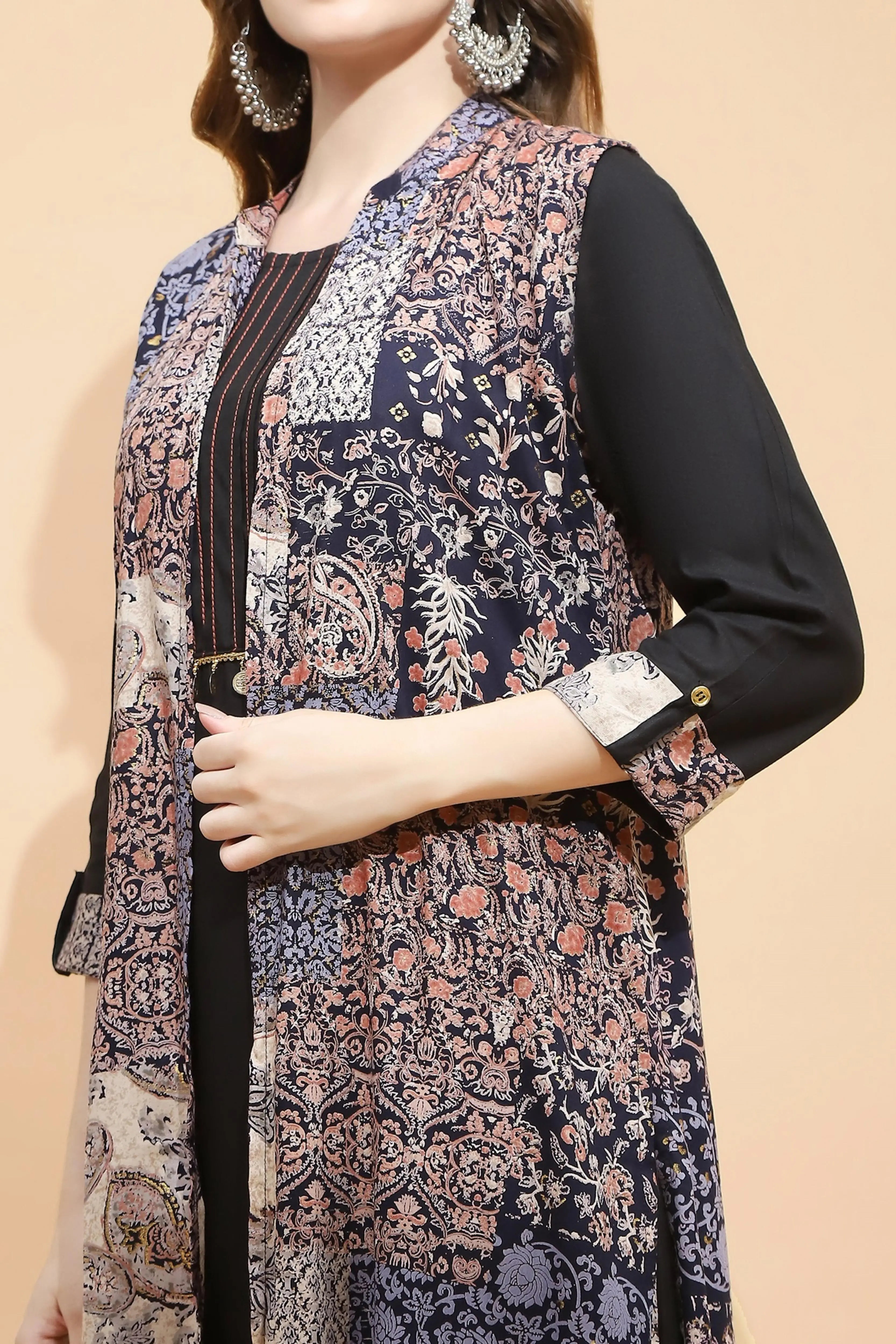Black Rayon Loose Fit Dress - Global Republic