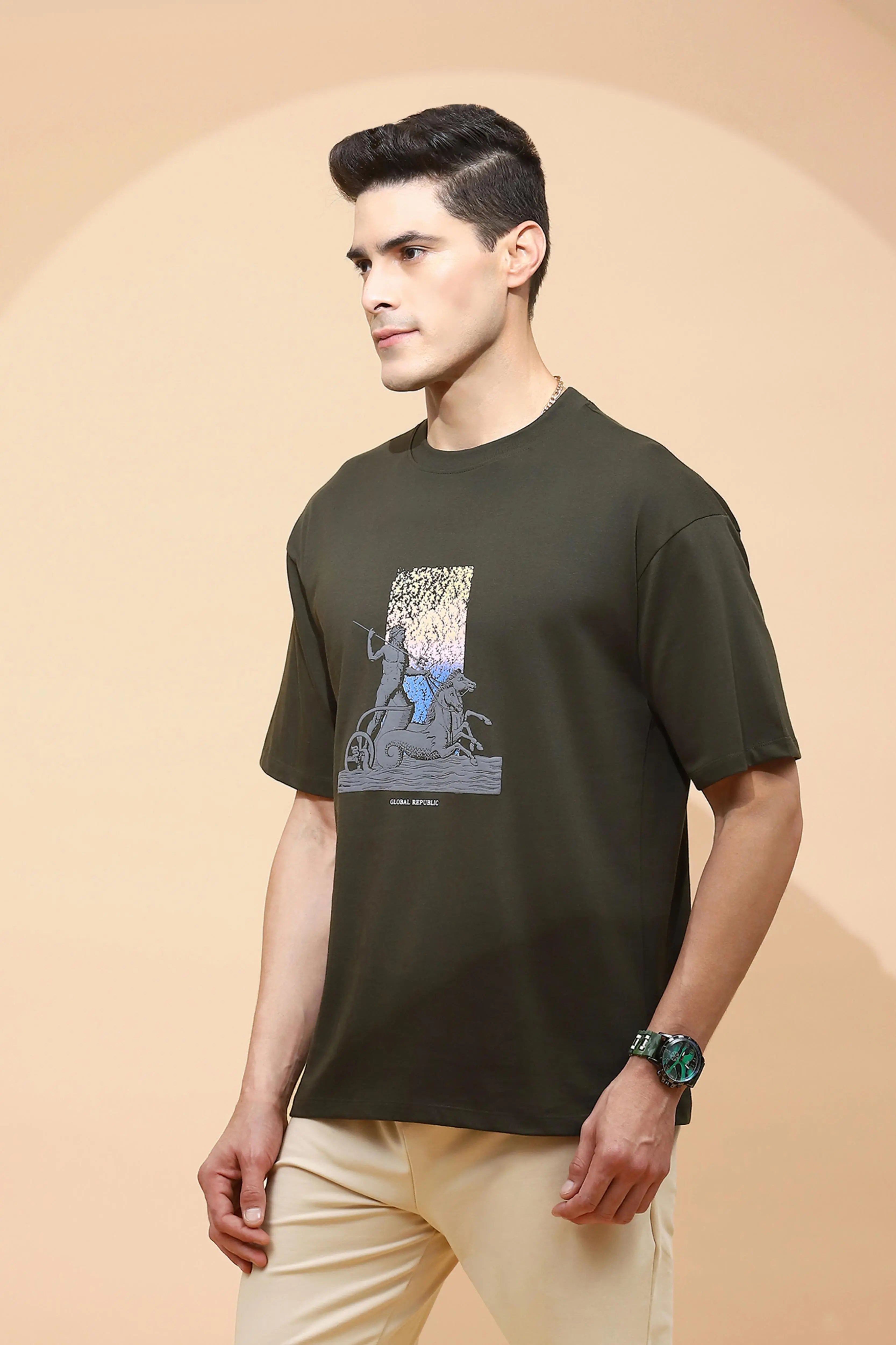 Olive Viscose Blend T-Shirt - Global Republic
