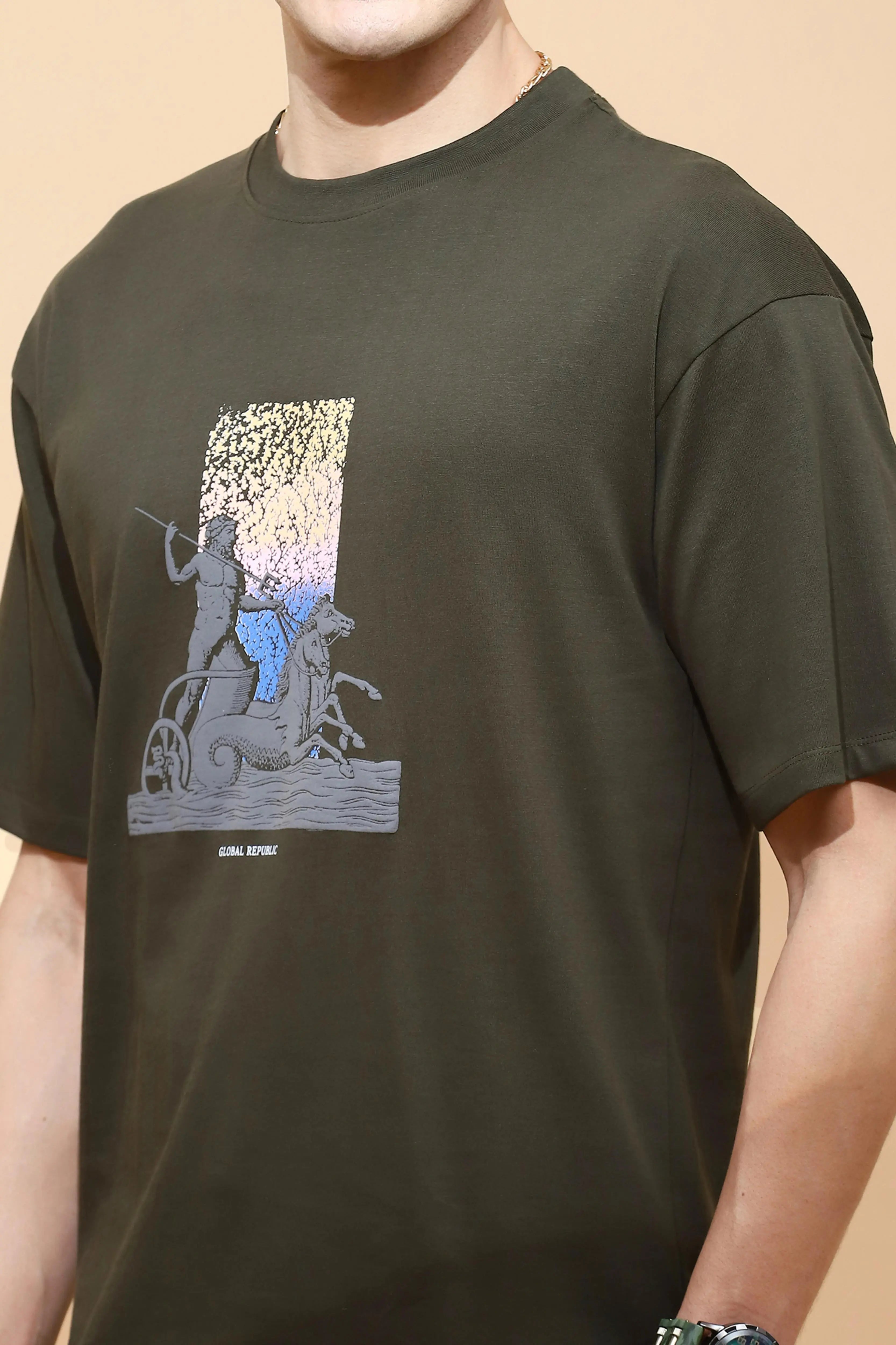 Olive Viscose Blend T-Shirt - Global Republic