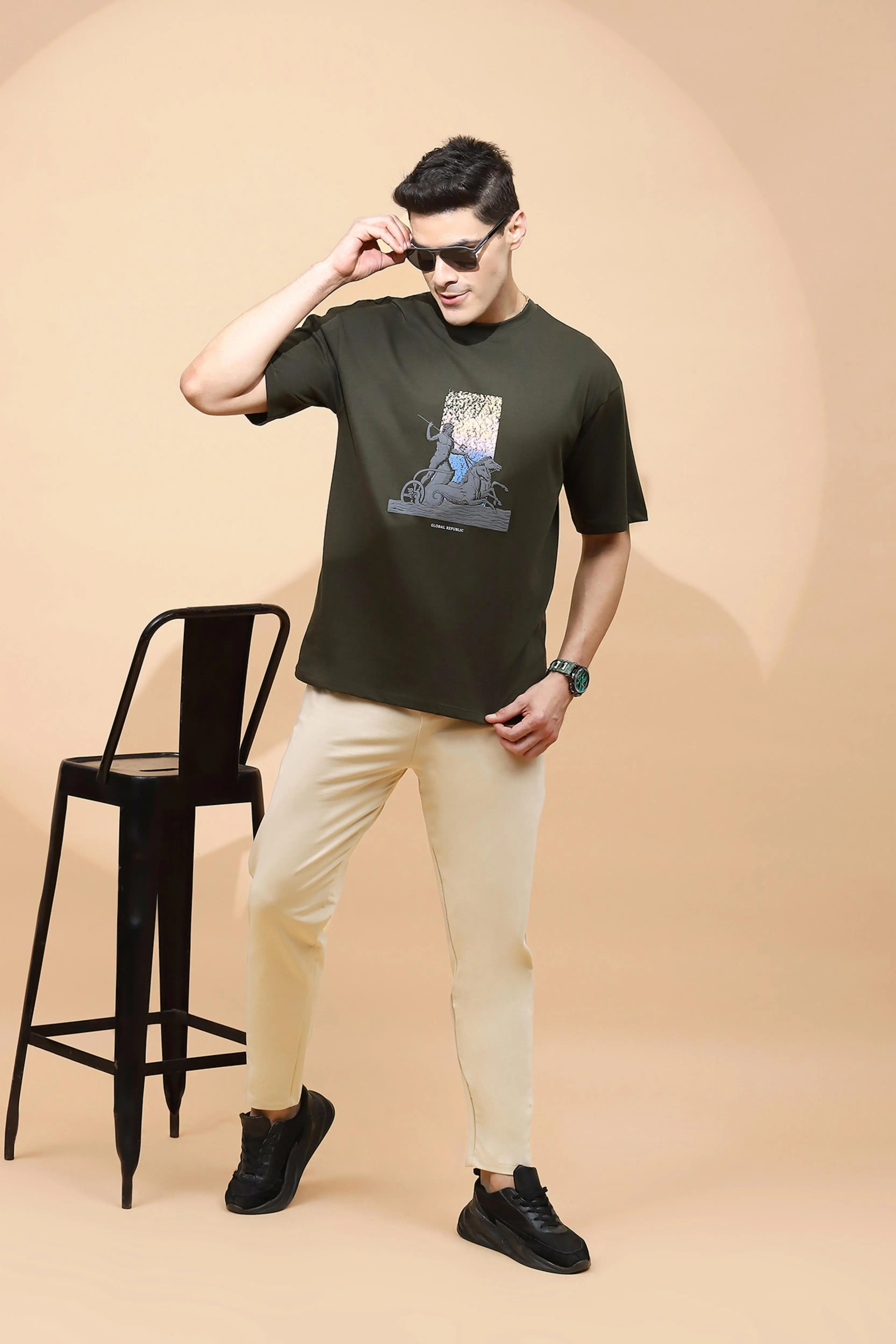 Olive Viscose Blend T-Shirt - Global Republic