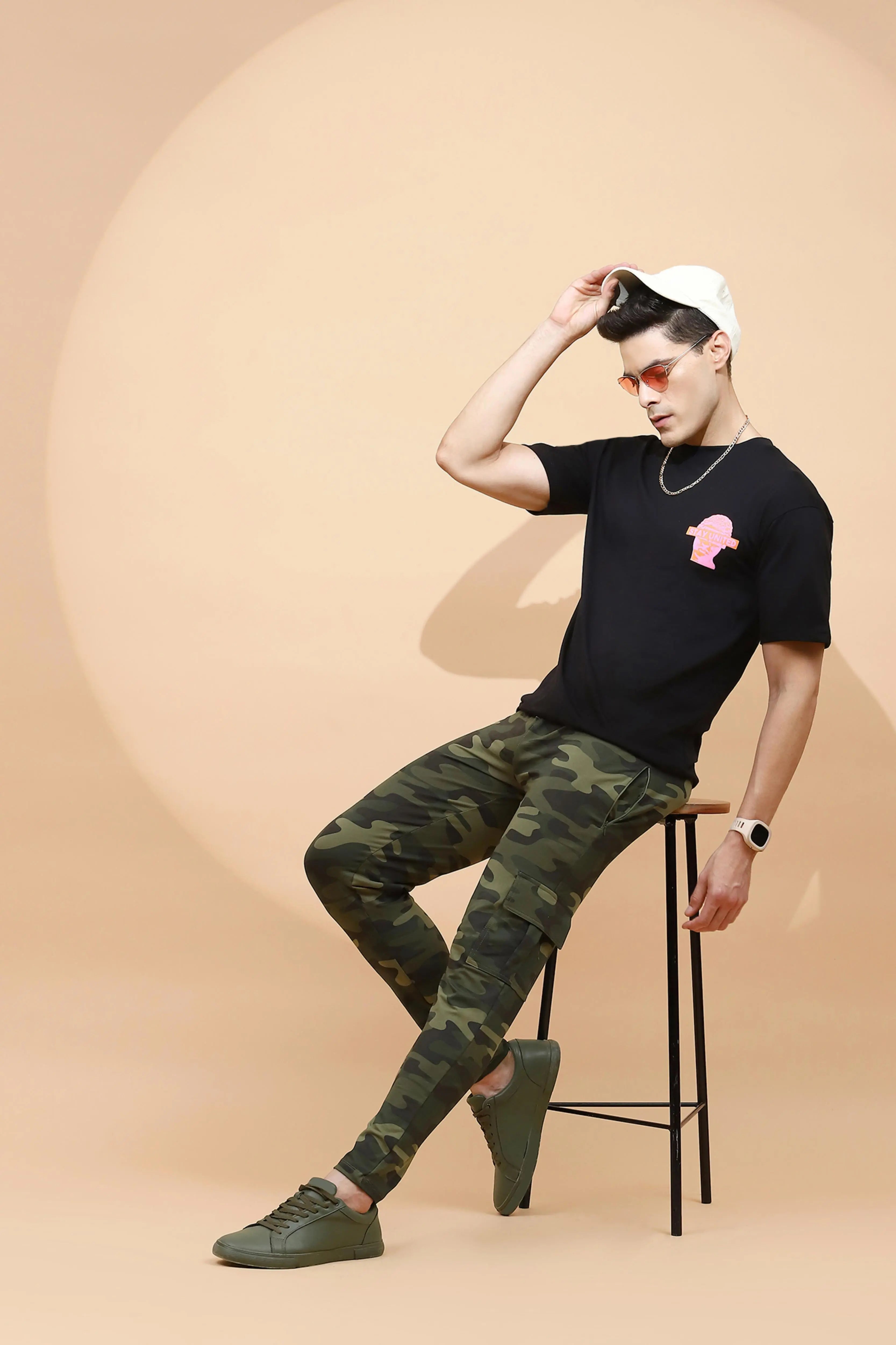 Black Back Print Cotton T-Shirt - Global Republic