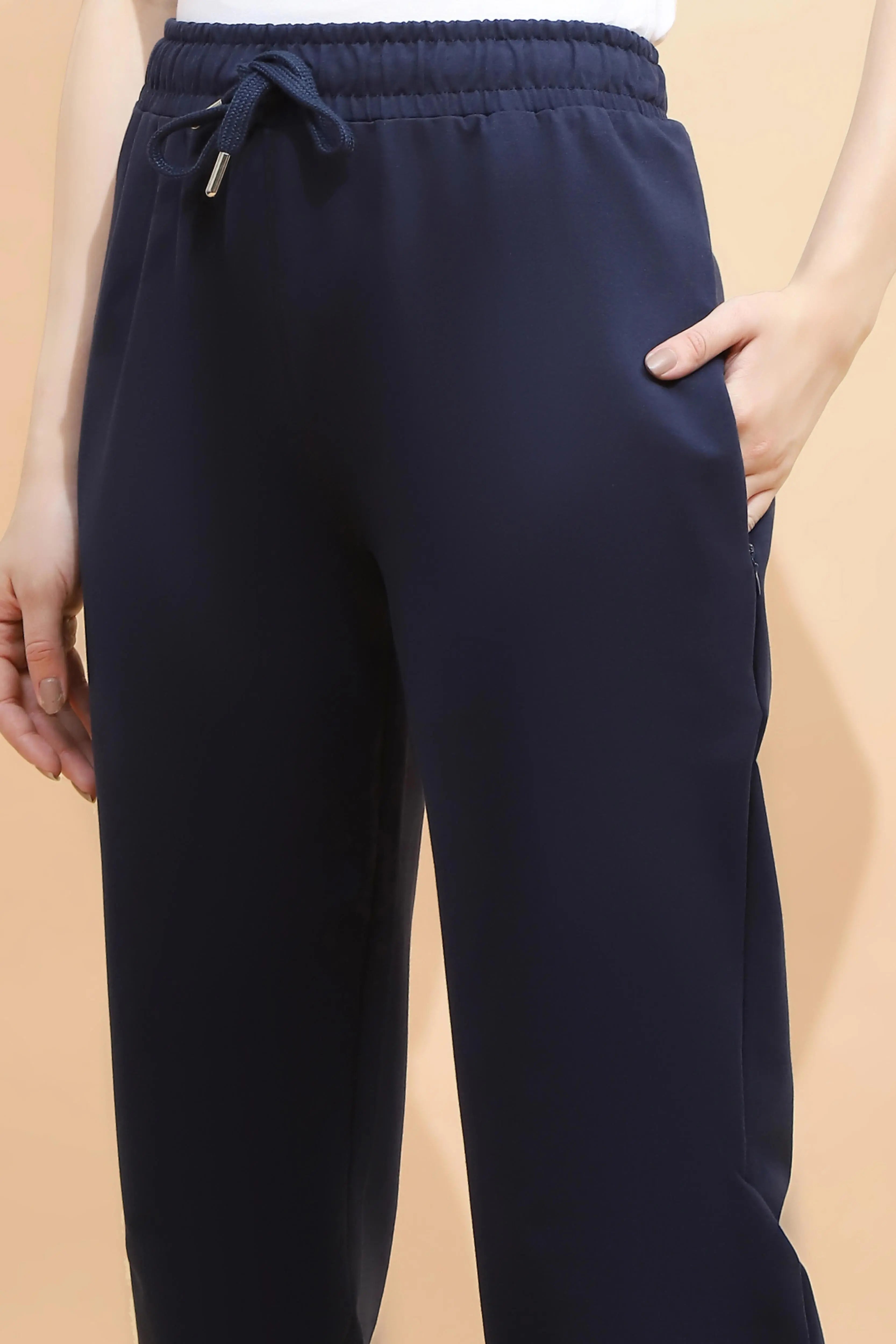 Blue Cotton Blend Regular Fit Lower - Global Republic