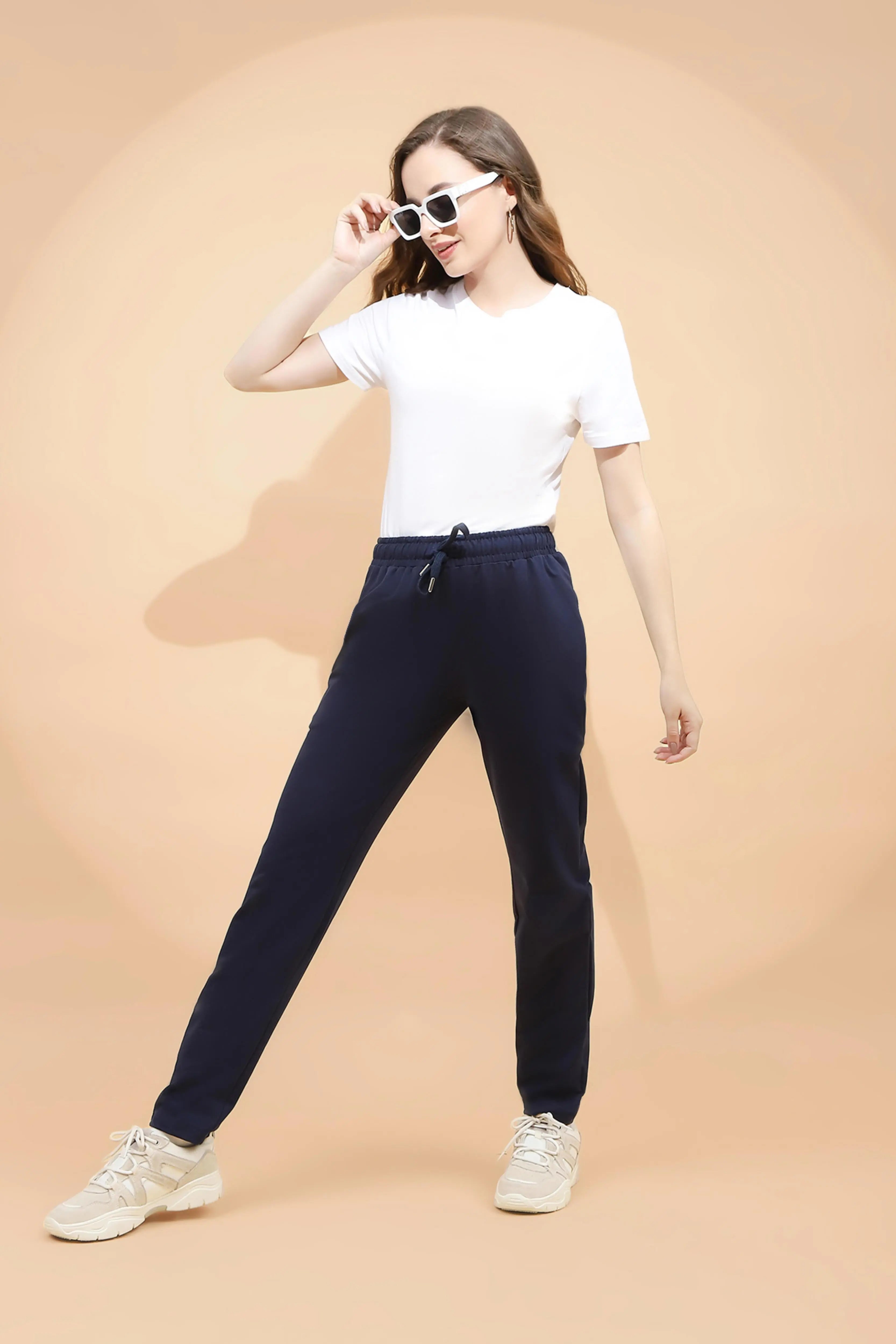 Blue Cotton Blend Regular Fit Lower - Global Republic