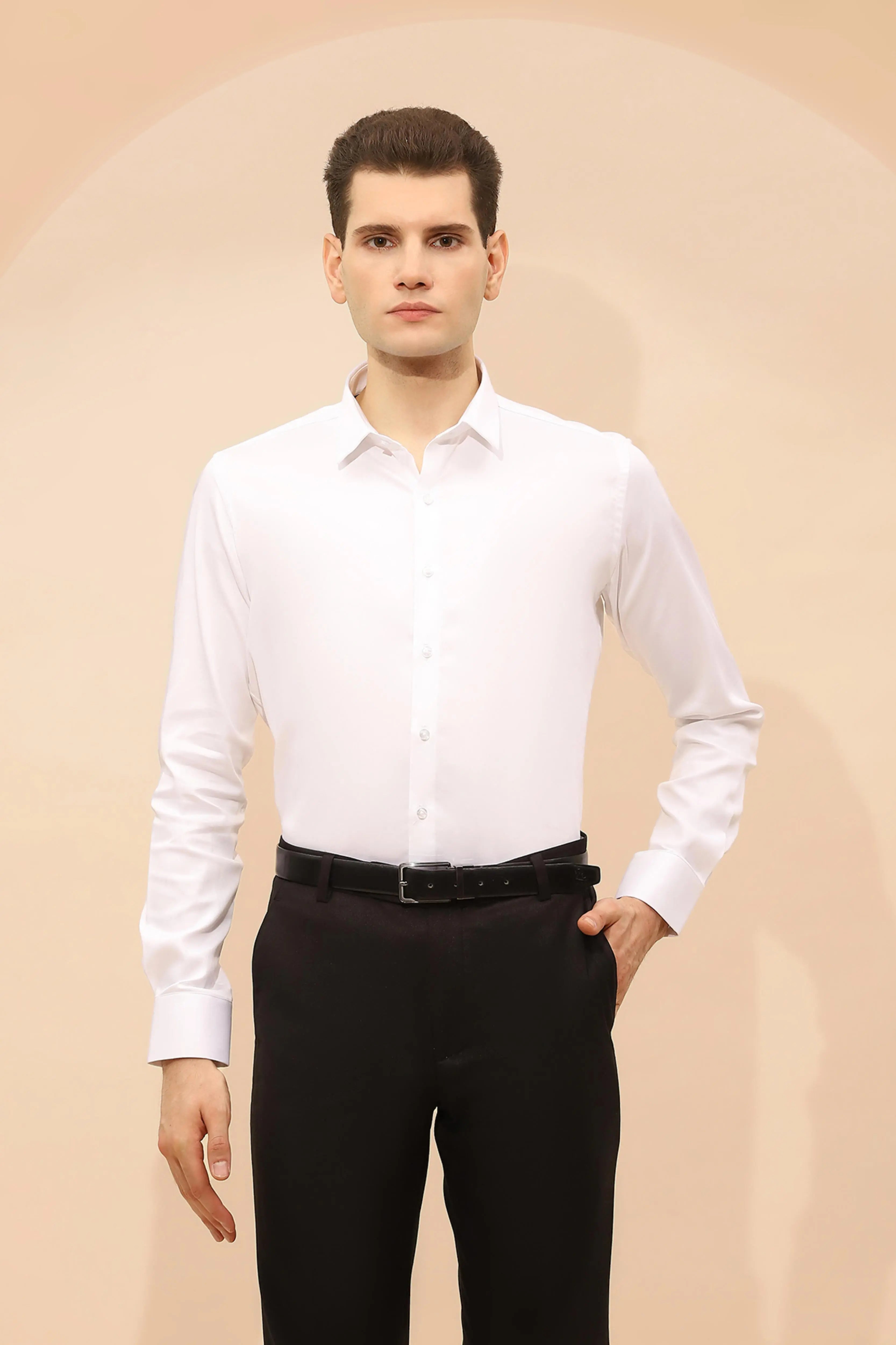 White Cotton Blend Shirt - Global Republic