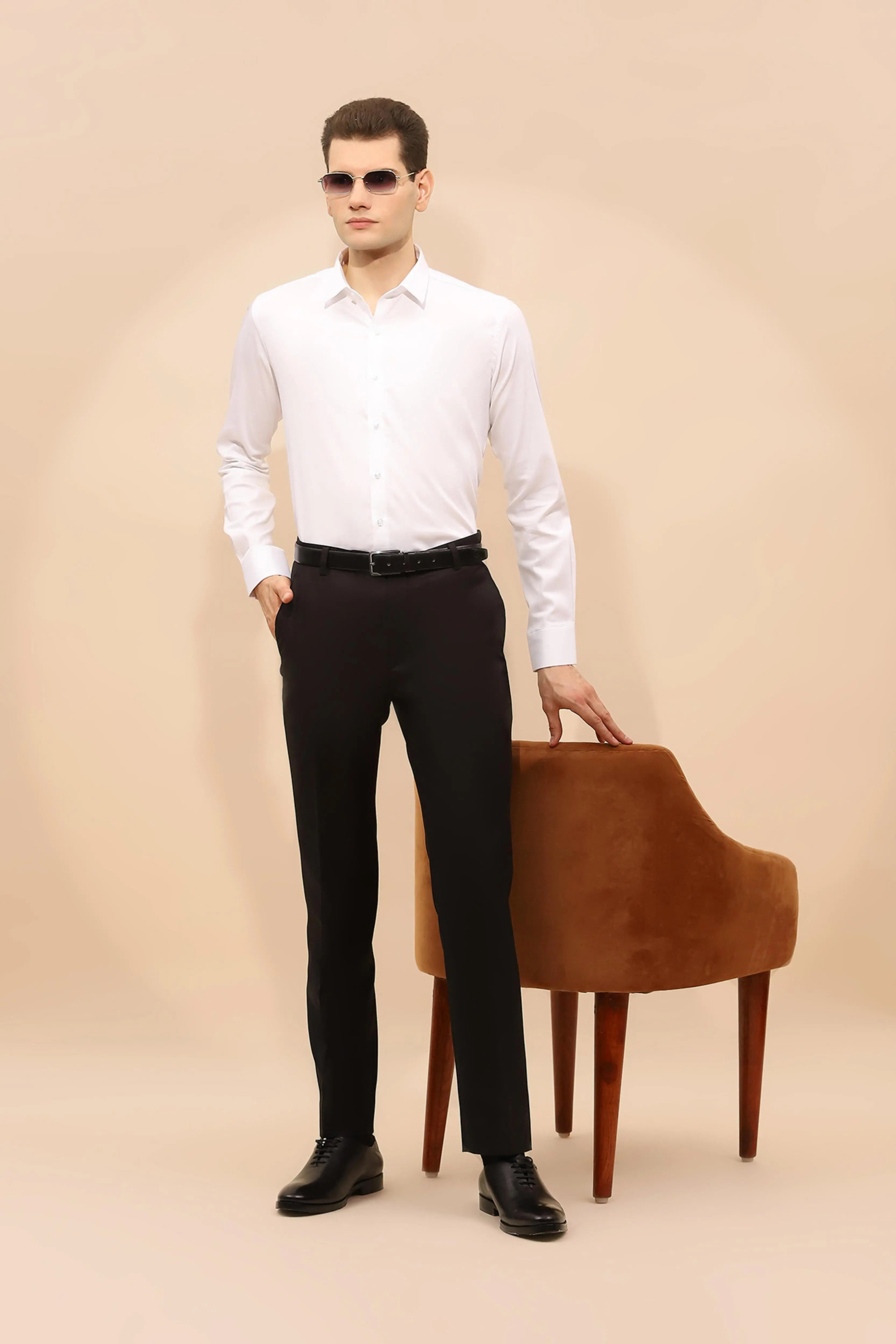 White Cotton Blend Shirt - Global Republic