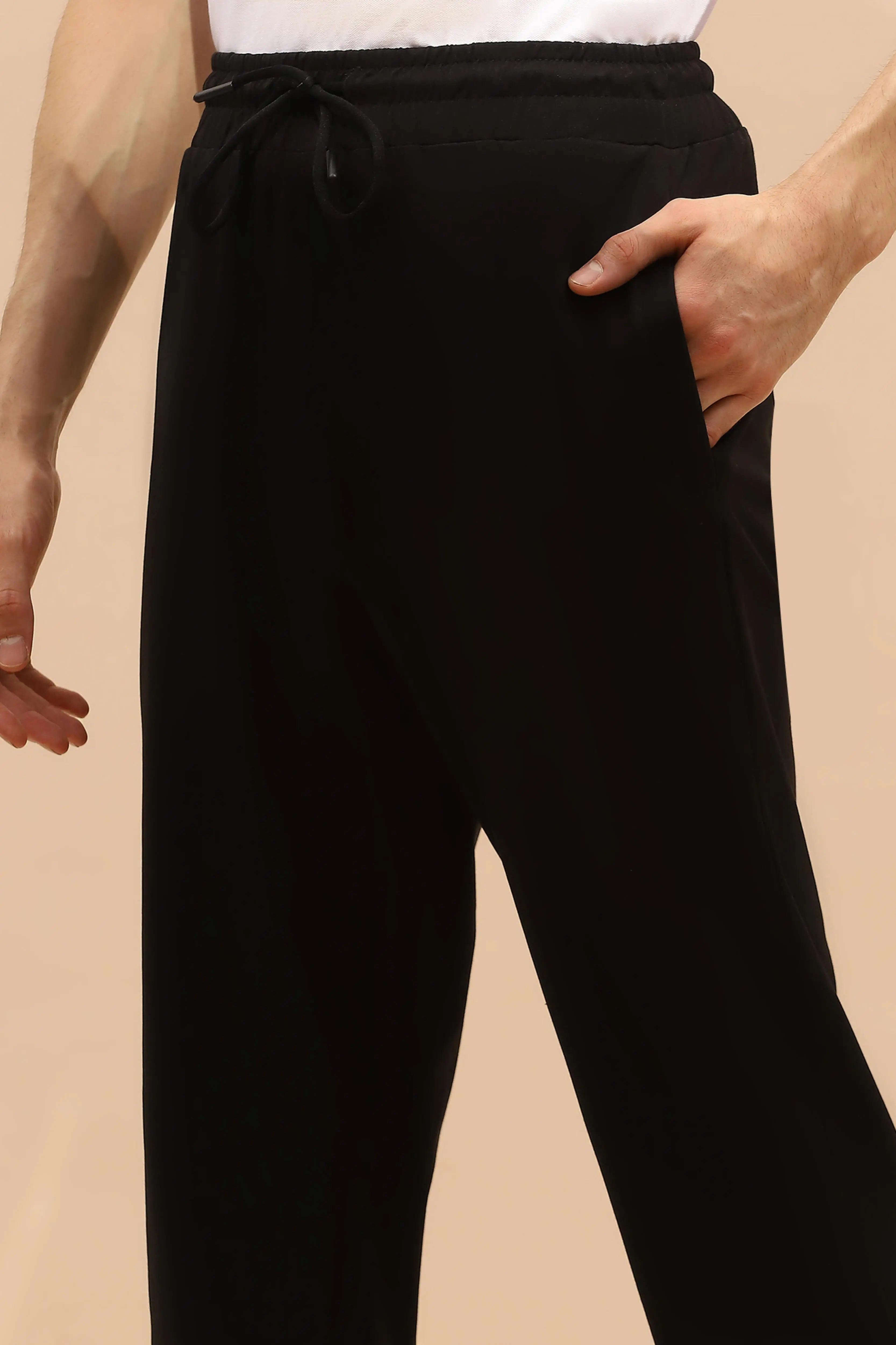 Black Cotton Regular Fit Blend Lower