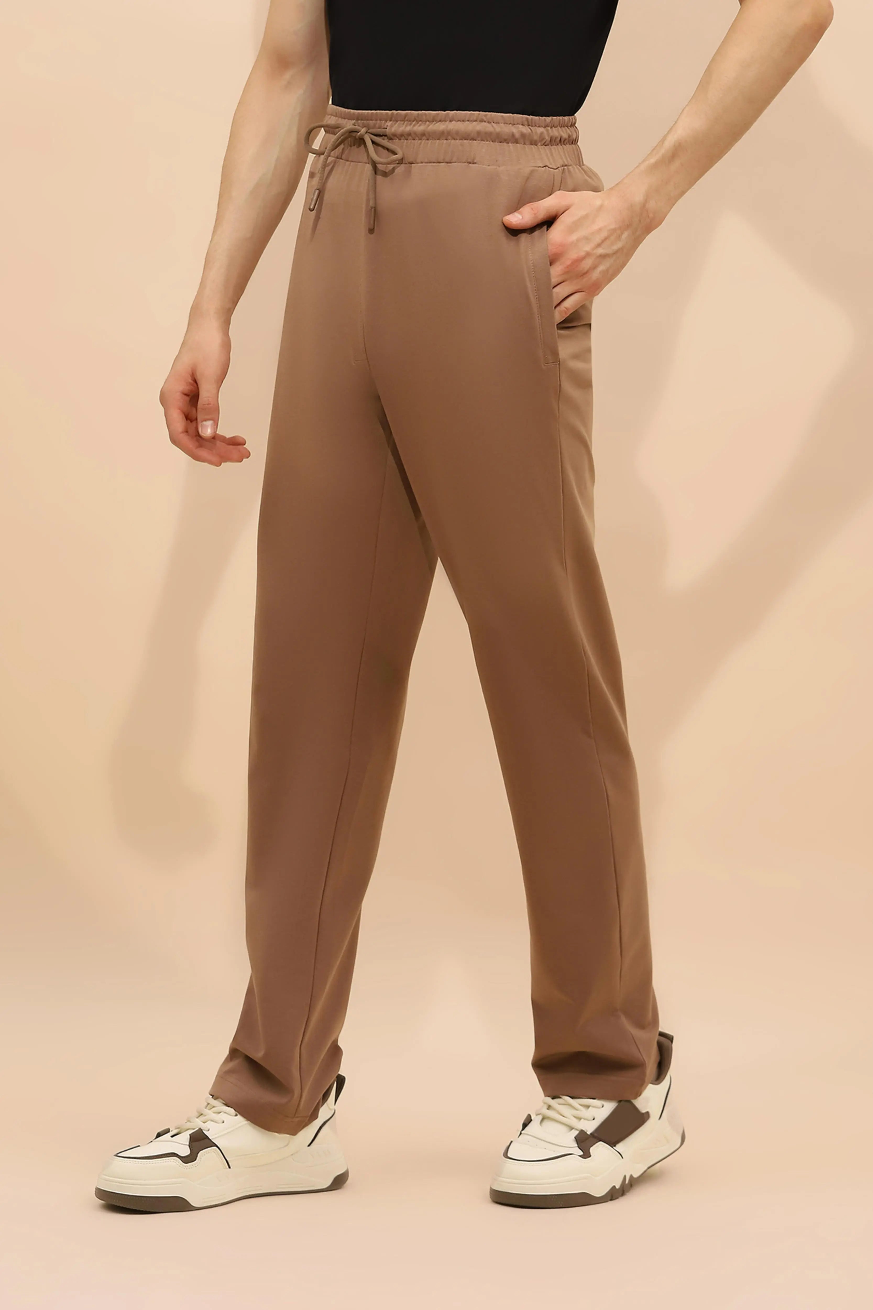 Camel Cotton Blend Regular Fit Lower - Global Republic