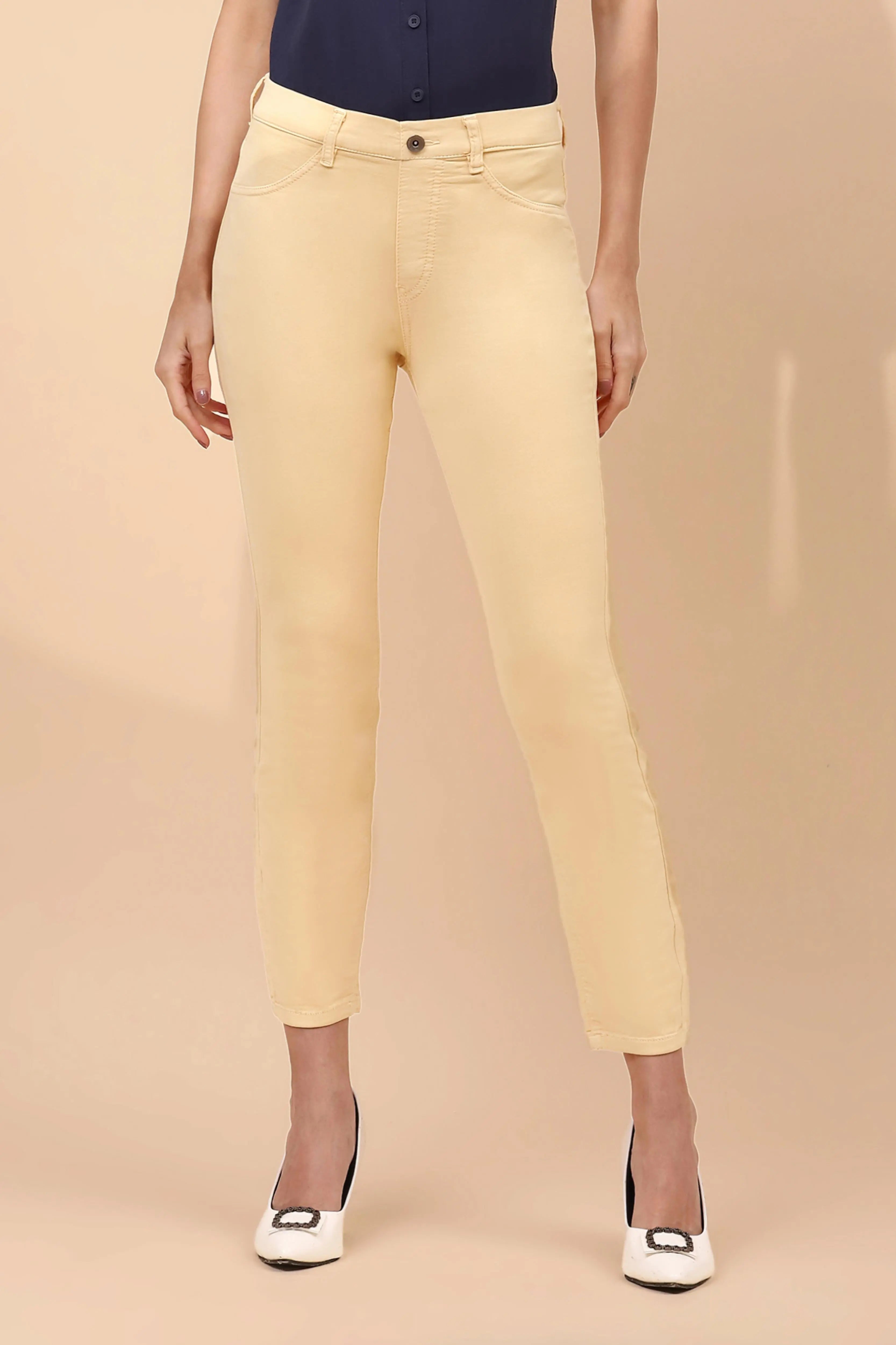 Yellow Cotton Blend Slim Jegging - Global Republic