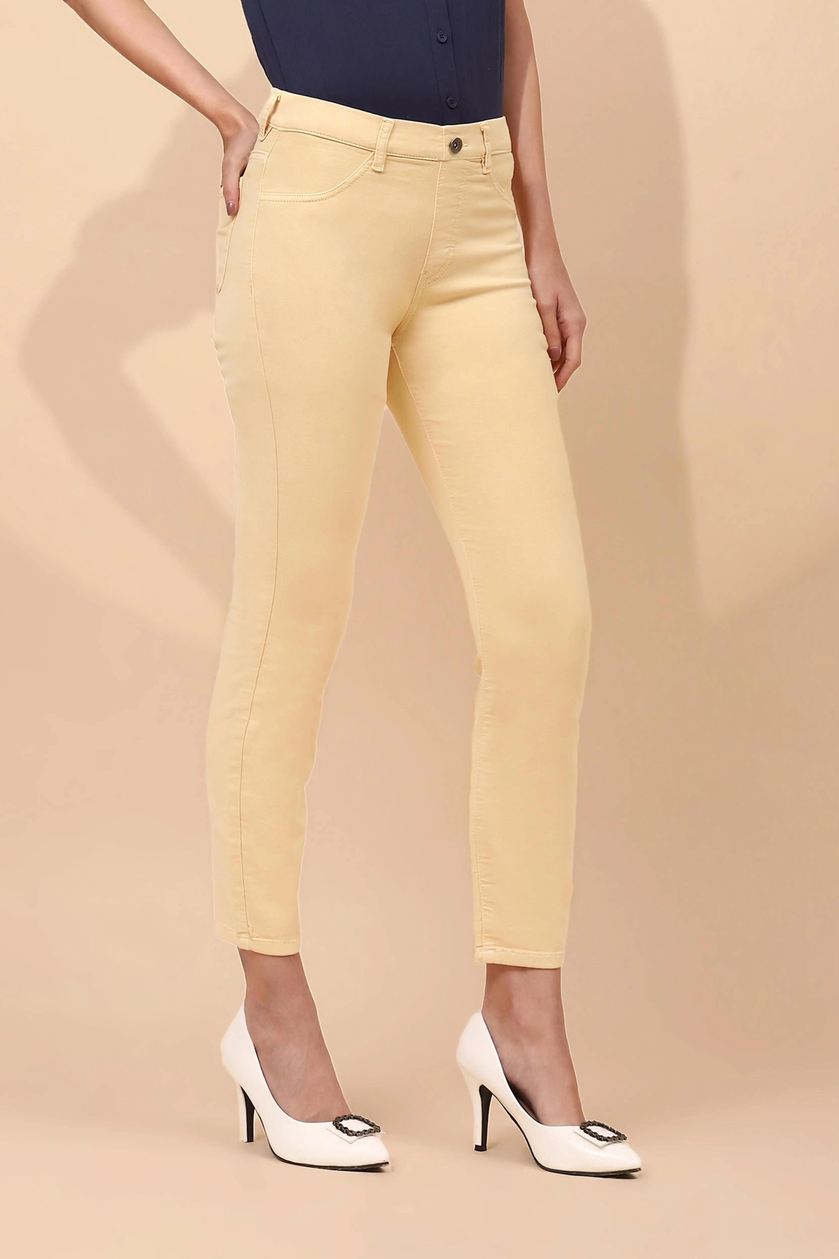 Yellow Cotton Blend Slim Jegging - Global Republic