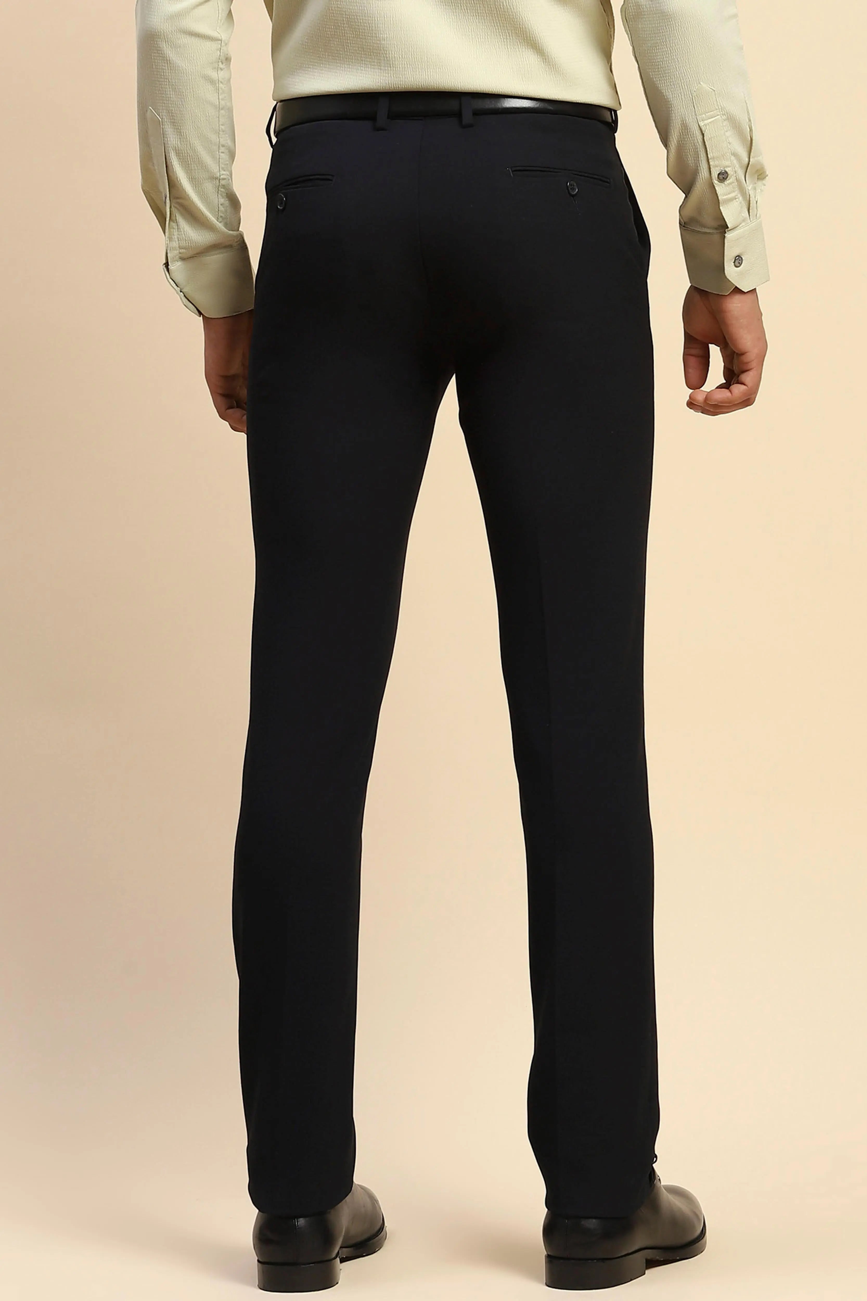 Blue Cotton Blend Straight Fit Trouser - Global Republic