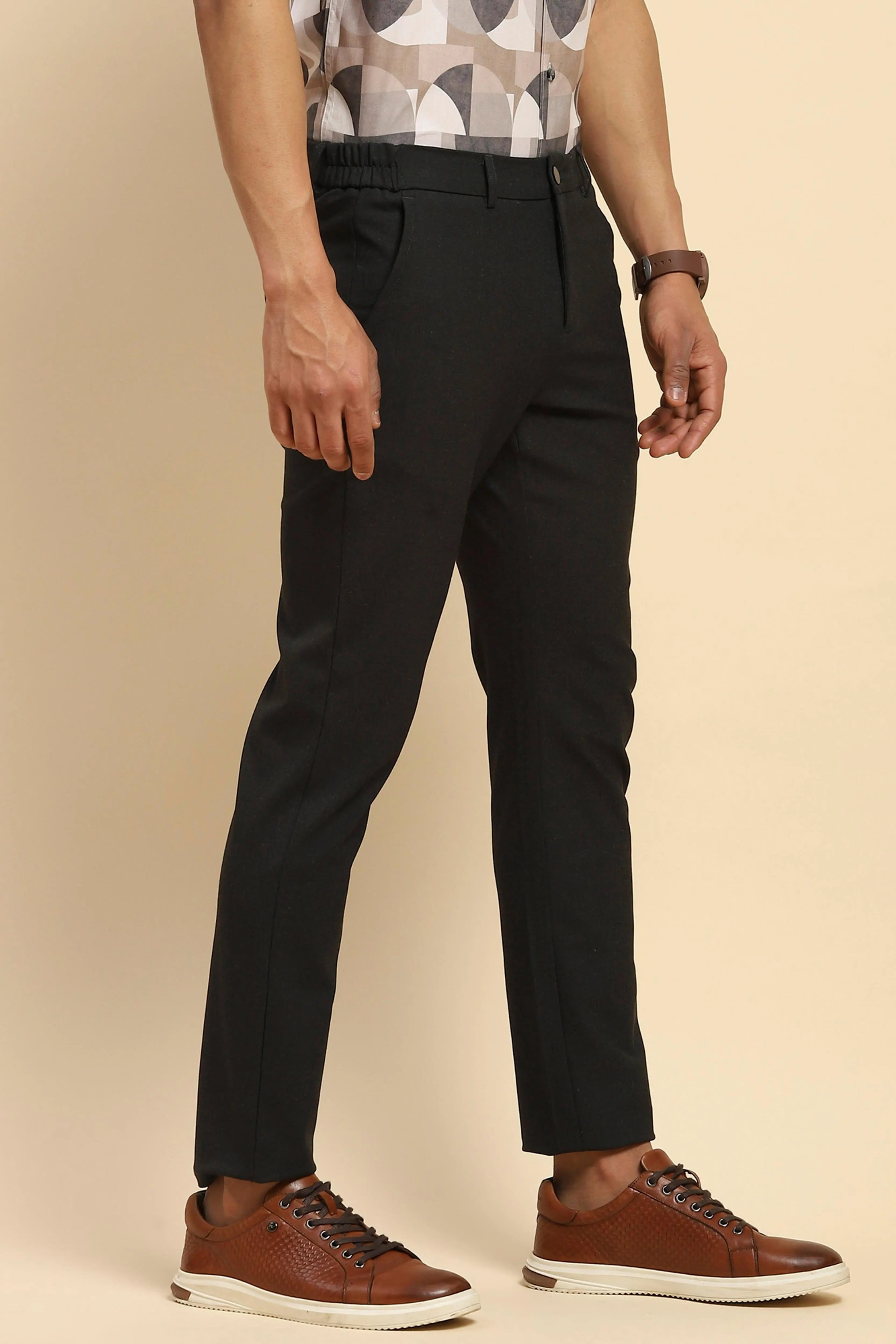 Coal Cotton Blend Relaxed Fit Trouser - Global Republic